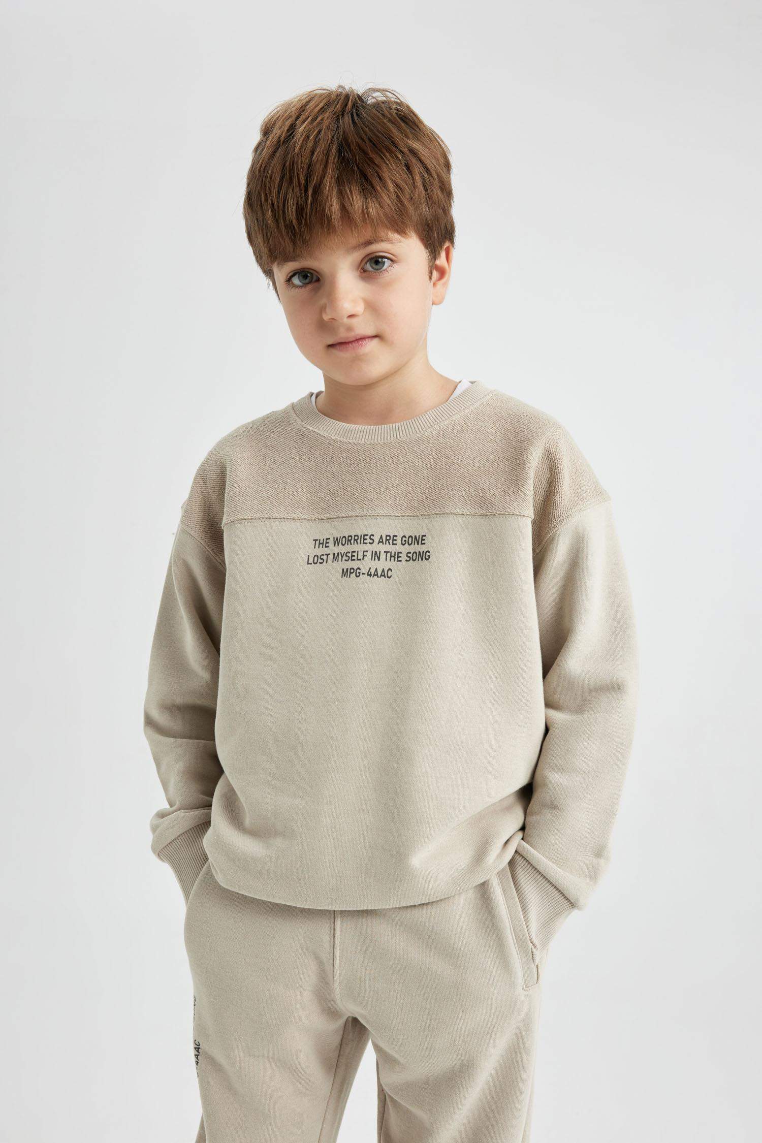 Sweat- Shirt Coupe Oversize Col Rond Imprimé Pour Garçon