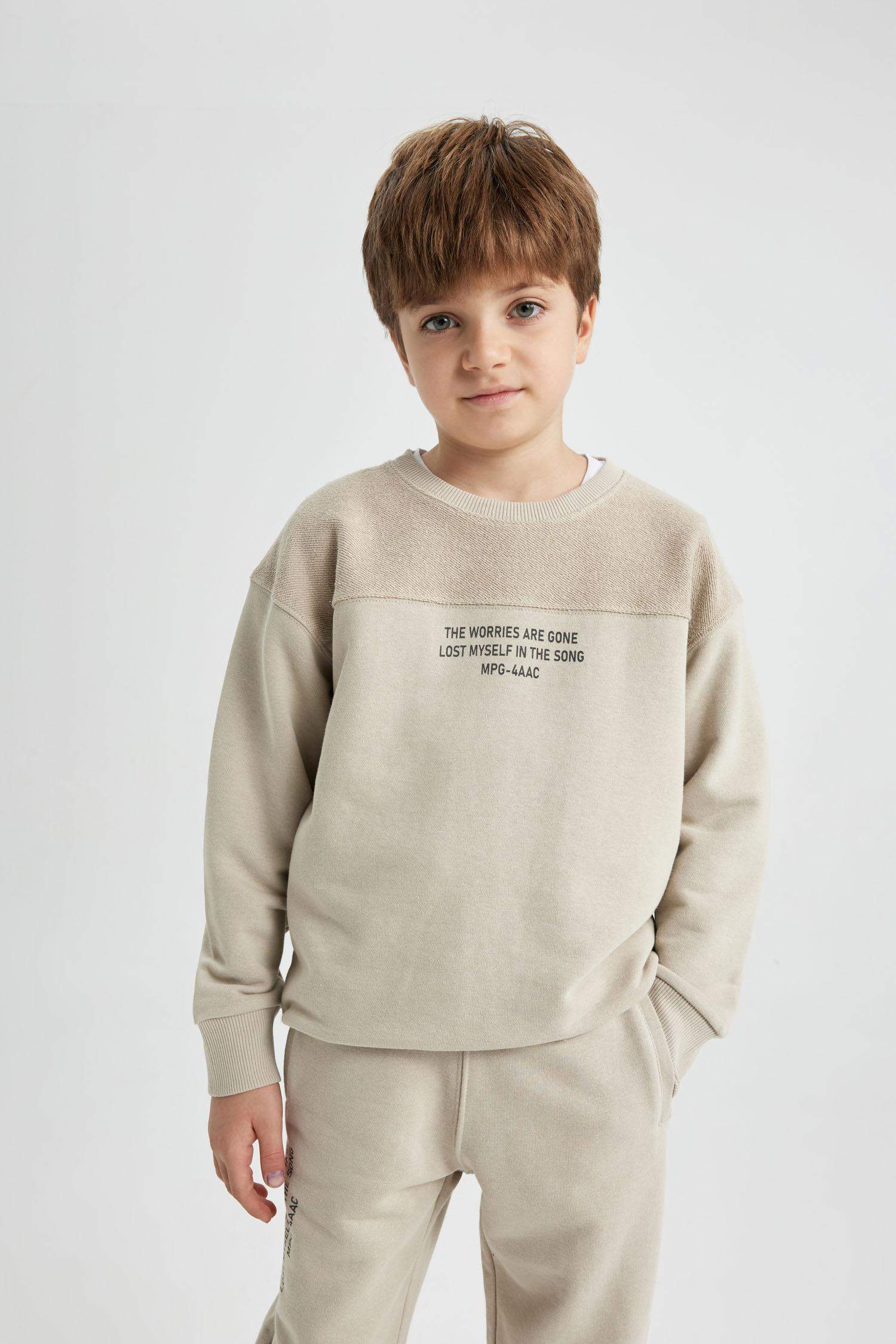 Sweat- Shirt Coupe Oversize Col Rond Imprimé Pour Garçon