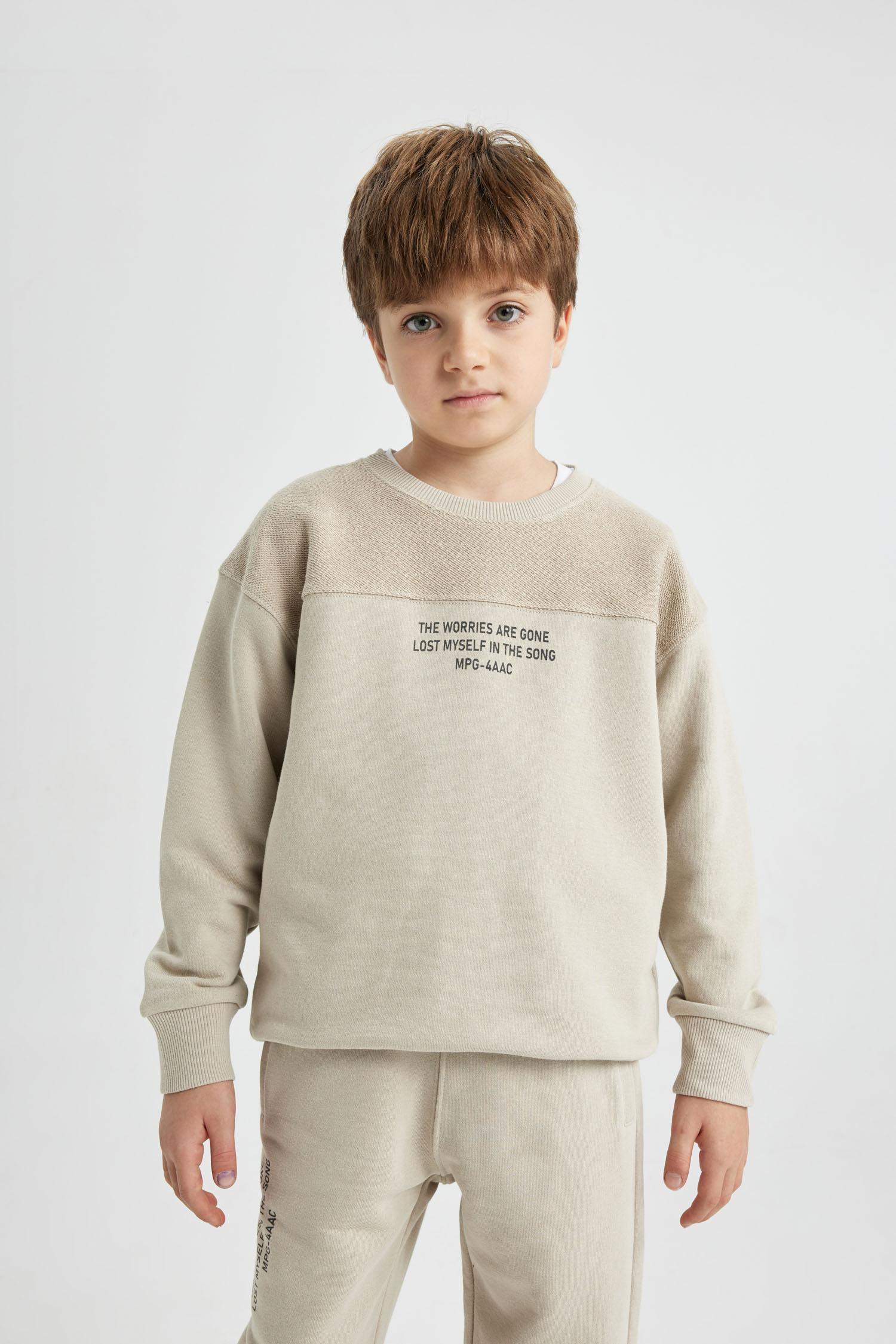 Sweat- Shirt Coupe Oversize Col Rond Imprimé Pour Garçon