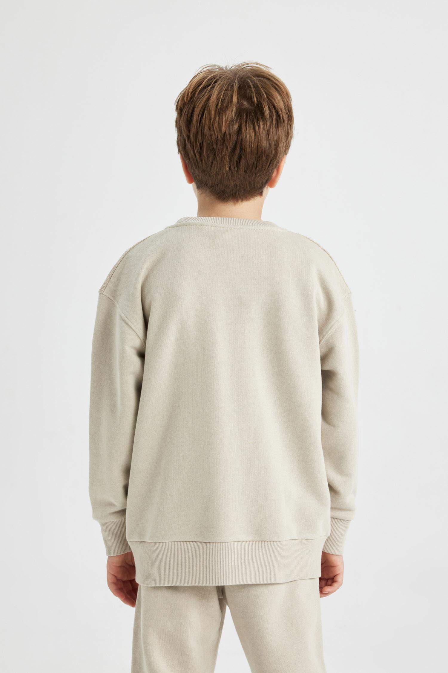 Sweat- Shirt Coupe Oversize Col Rond Imprimé Pour Garçon