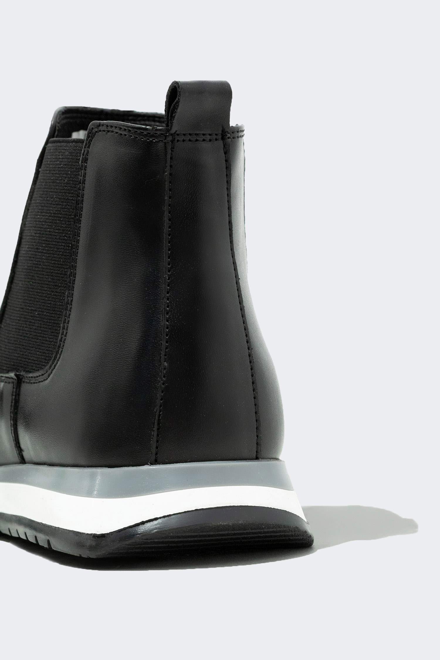 Men Slip On High Sole Faux Leather Boots