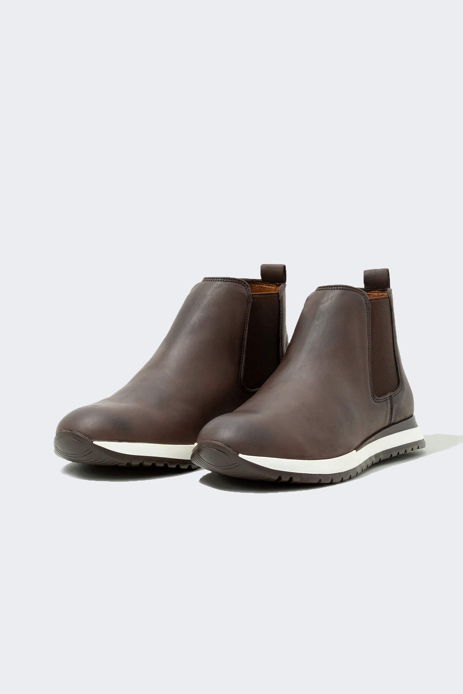 Men Slip On High Sole Faux Leather Boots