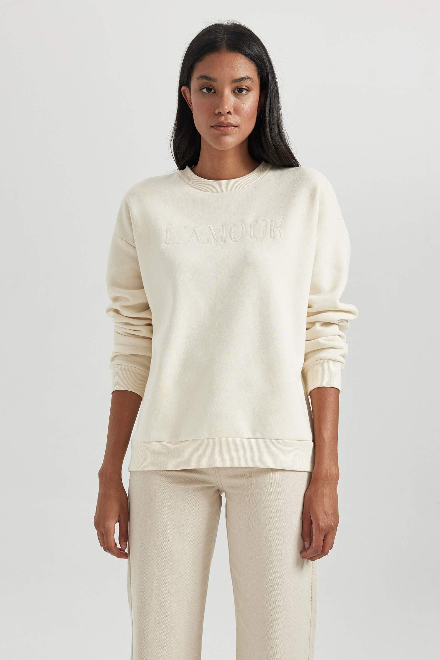 релакс пішімі слоган дөңгелек жаға Свитер