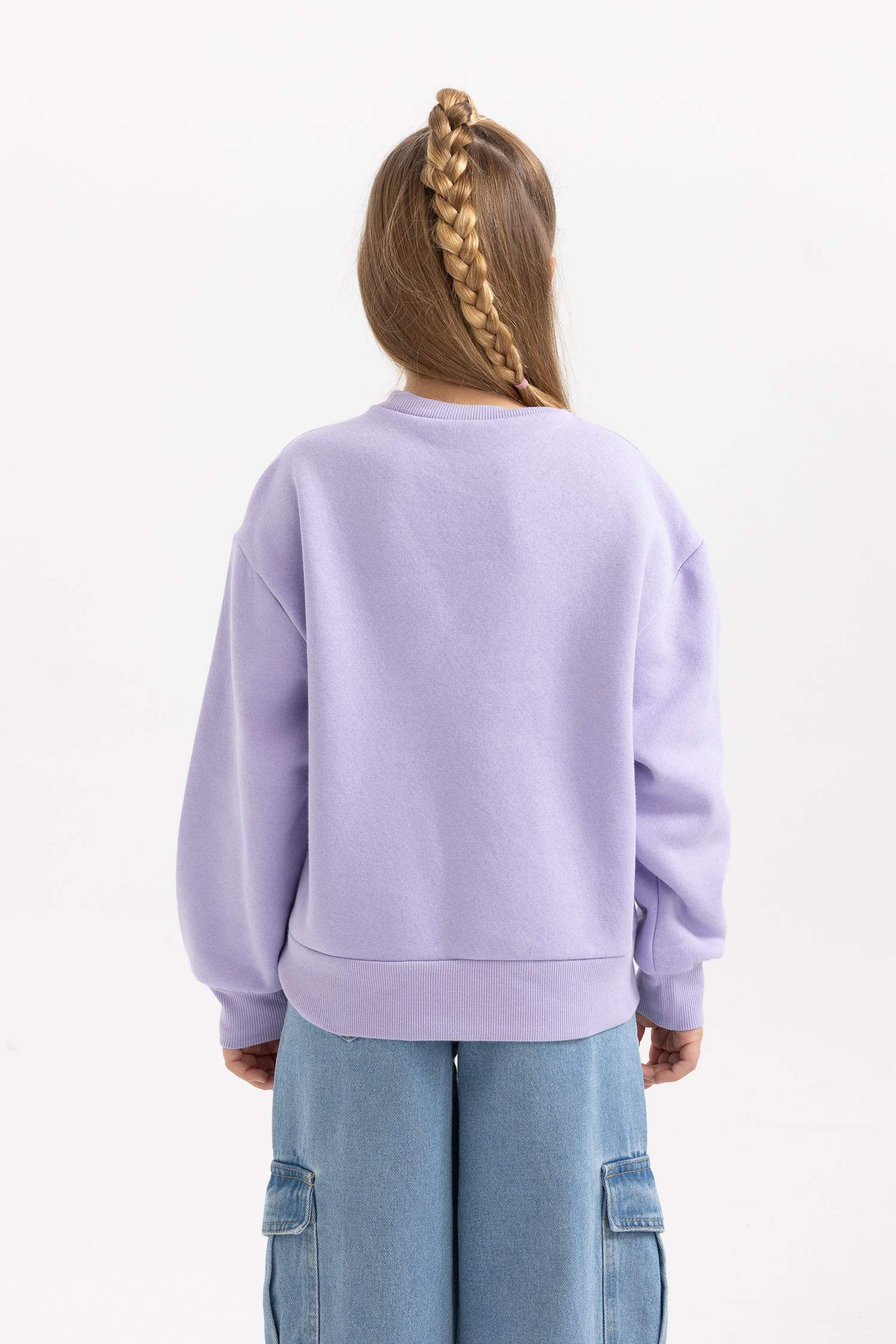 Kız Çocuk Bisiklet Yaka İçi Yumuşak Tüylü Kalın Sweatshirt