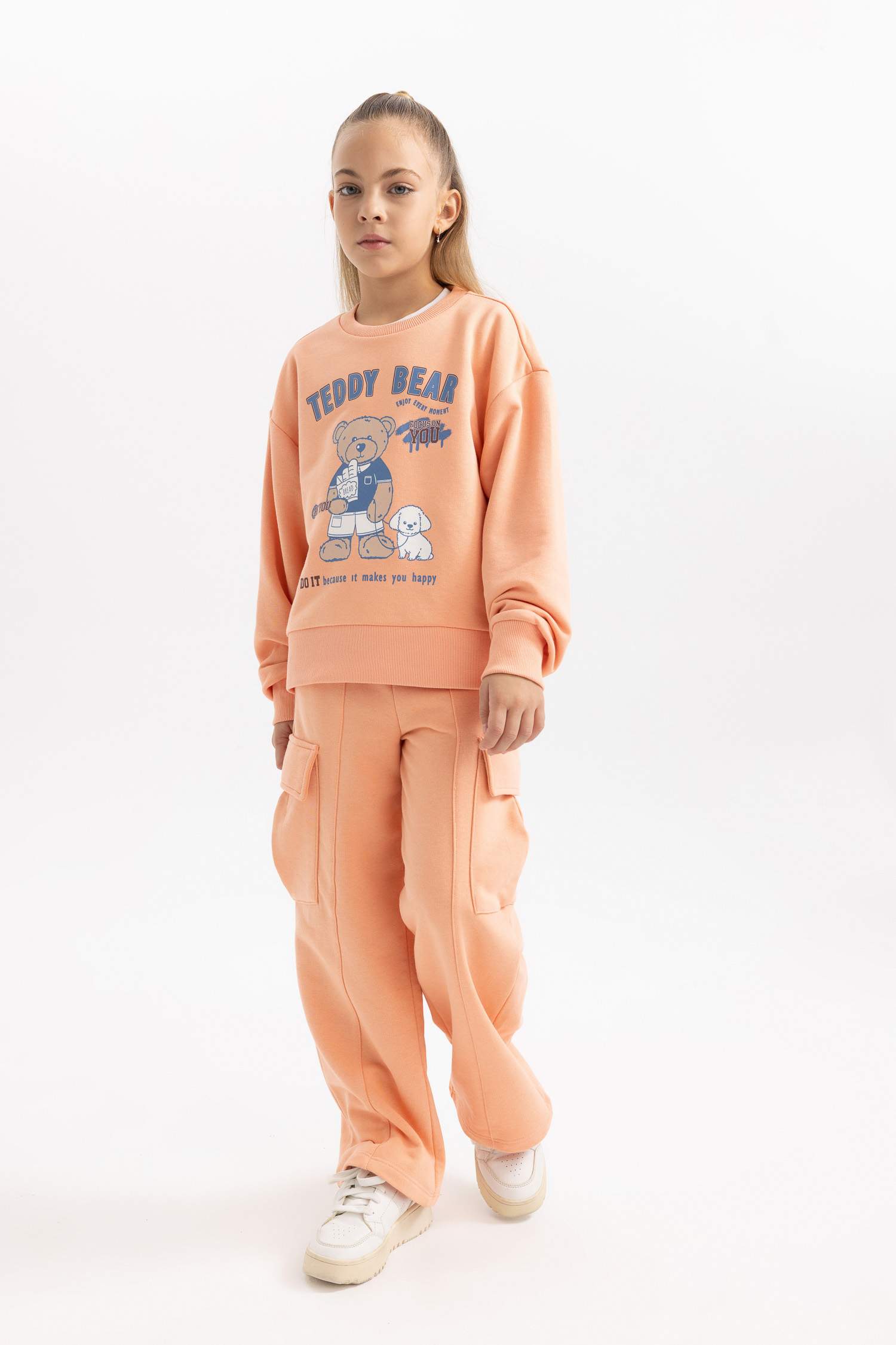 Girl Printed Crew Neck Thick Sweatshirt