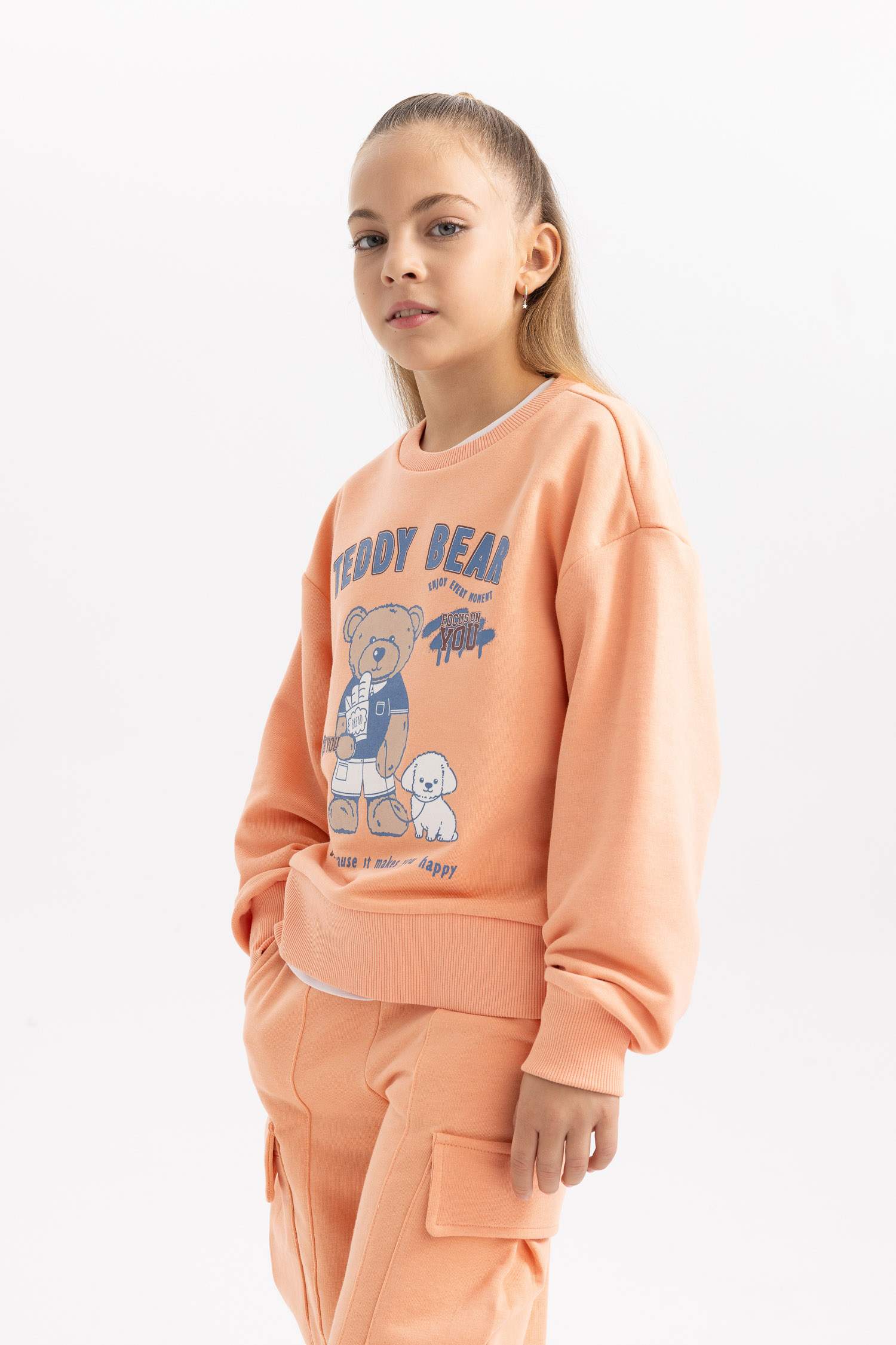 Girl Printed Crew Neck Thick Sweatshirt