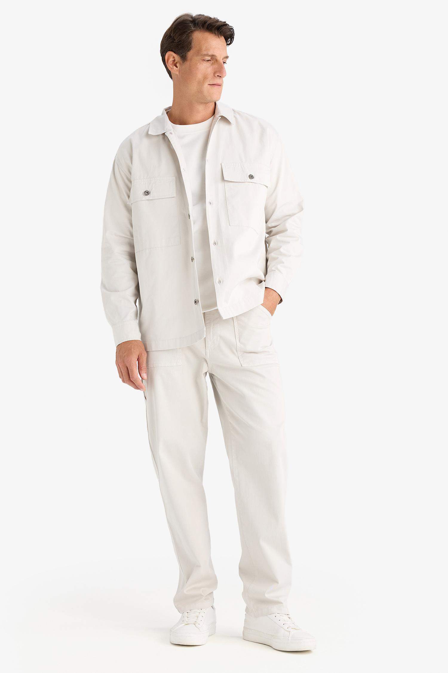 Брюки прямого кроя из габардина