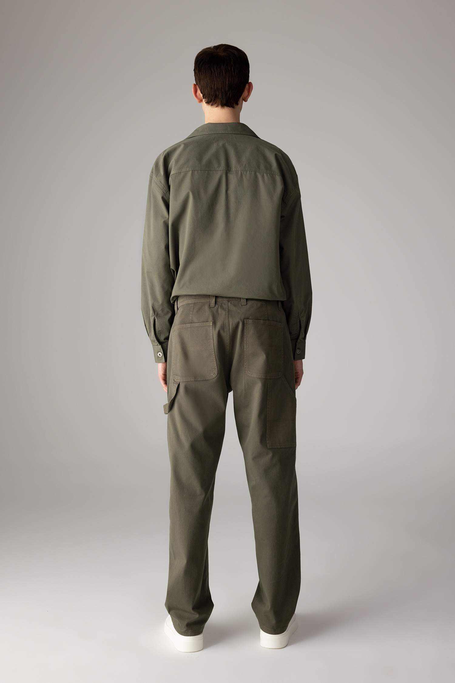 Straight Fit Regular Hem Gabardine Trousers