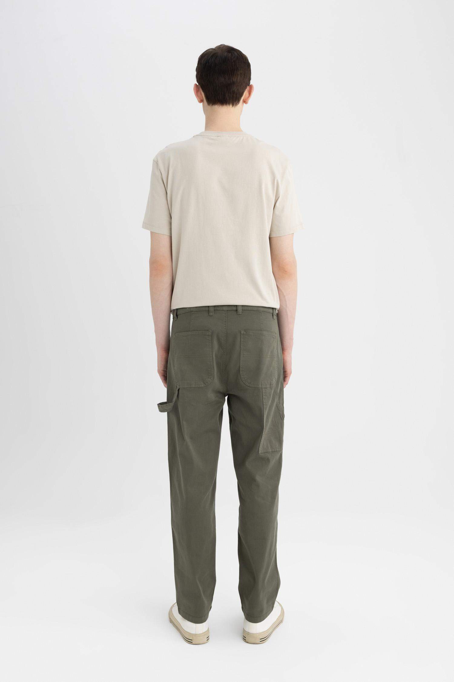 Straight Fit Regular Hem Gabardine Trousers