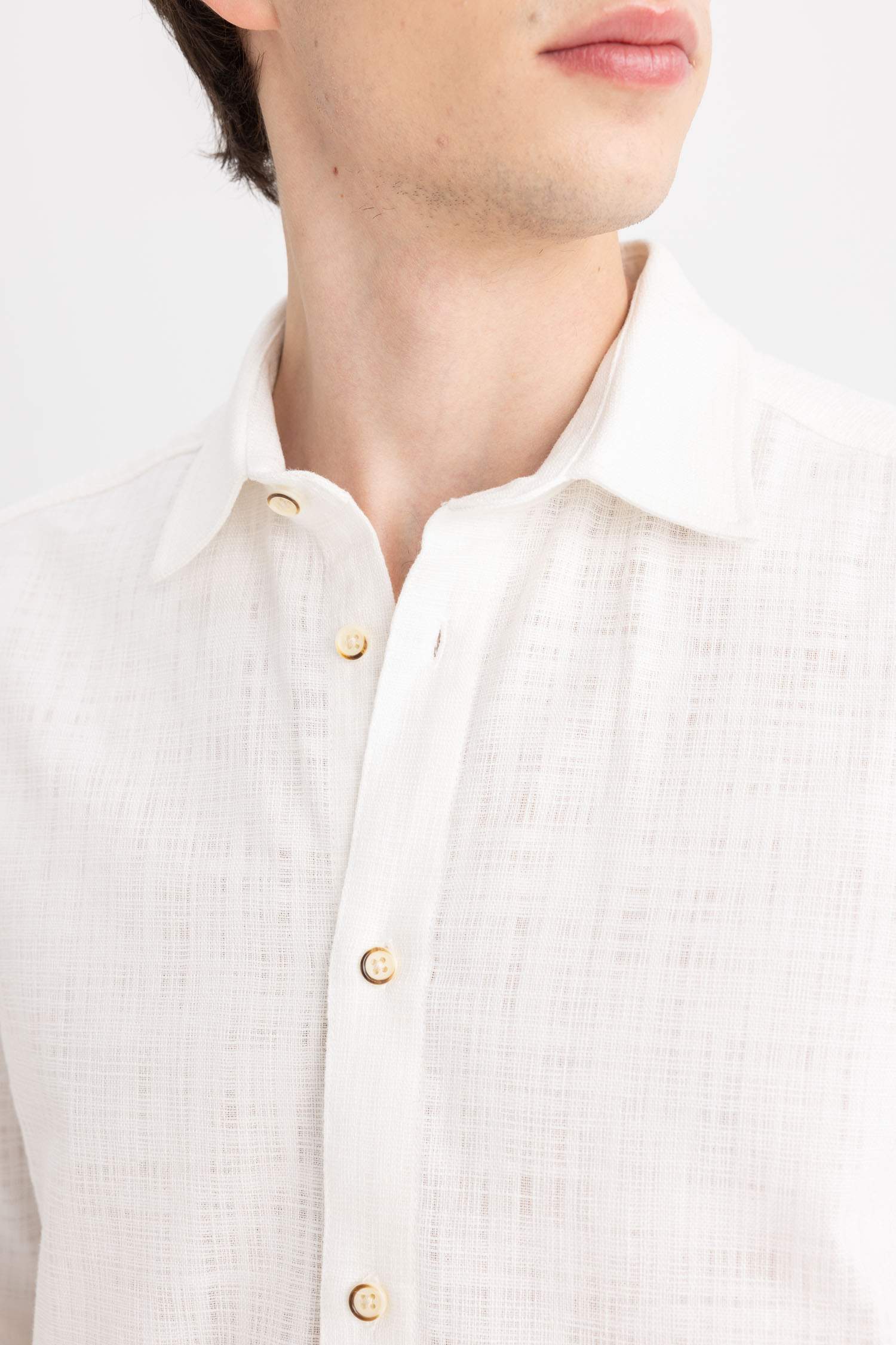 Regular Fit Polo Collar Cotton Long Sleeve Shirt