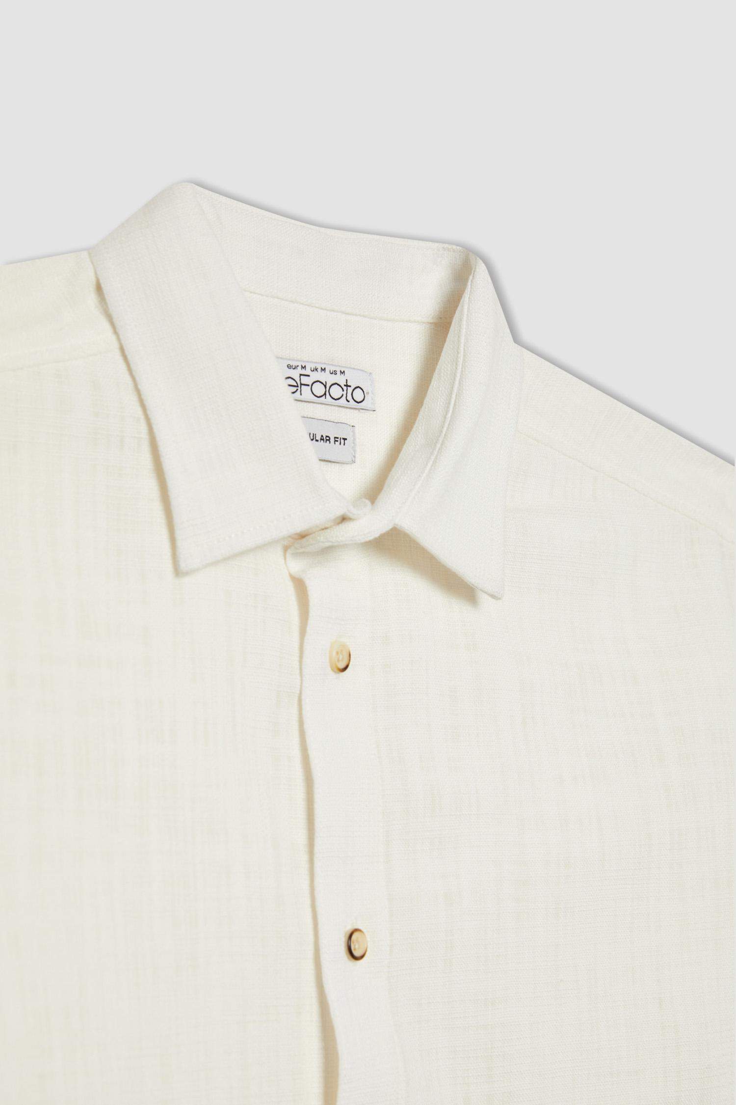 Regular Fit Polo Collar Cotton Long Sleeve Shirt