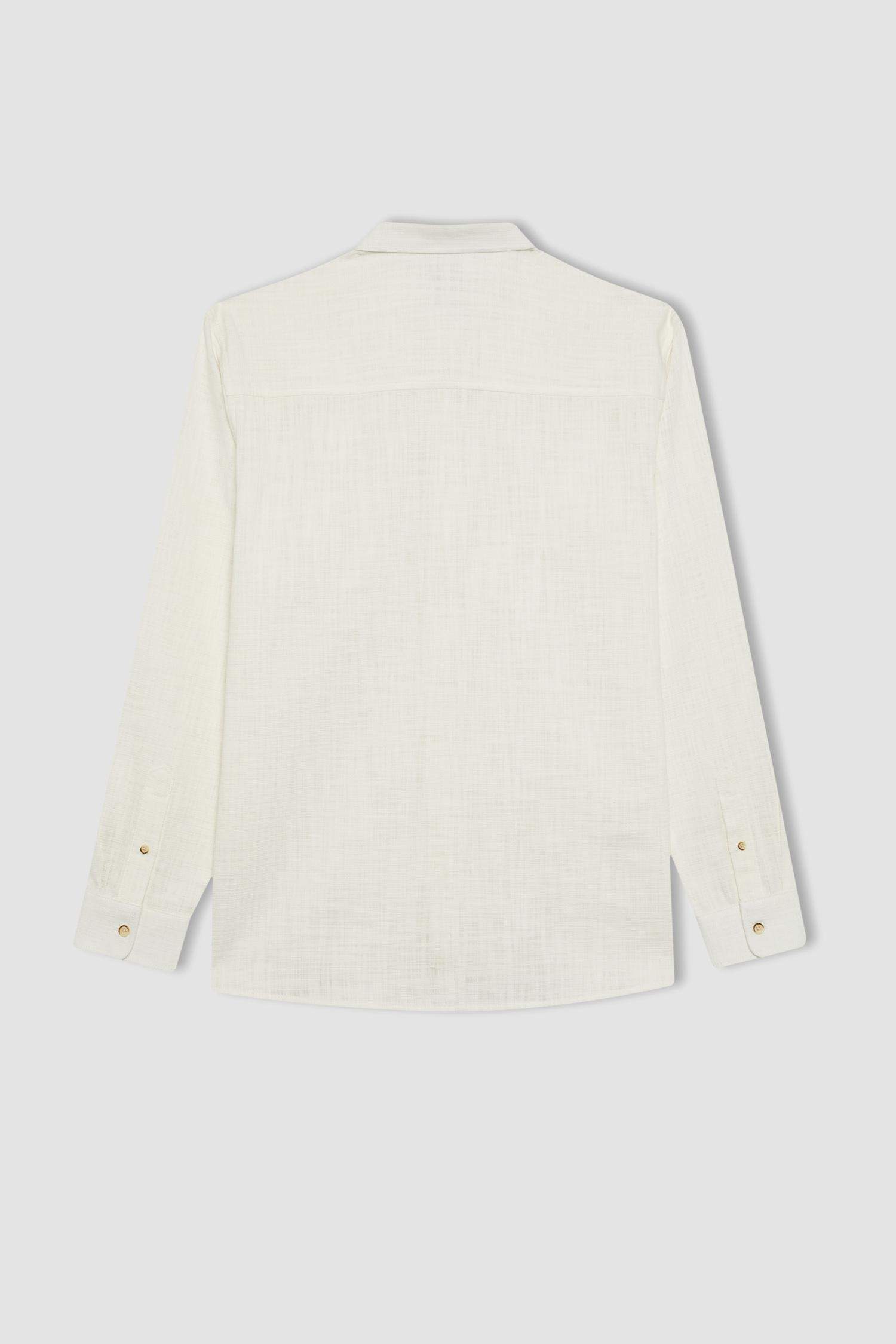 Regular Fit Polo Collar Cotton Long Sleeve Shirt