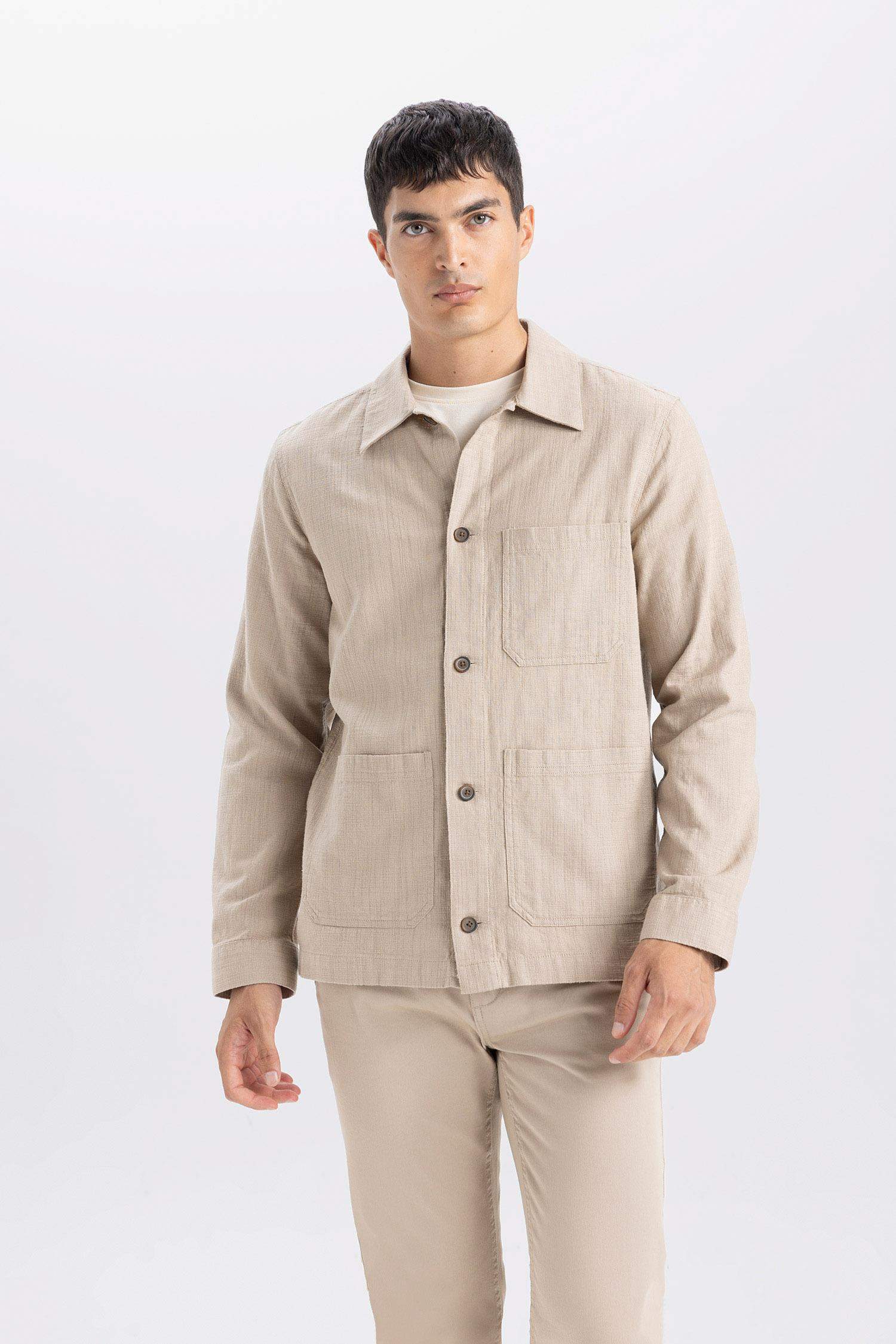 Regular Fit Polo Yaka Pamuklu Cepli Gömlek