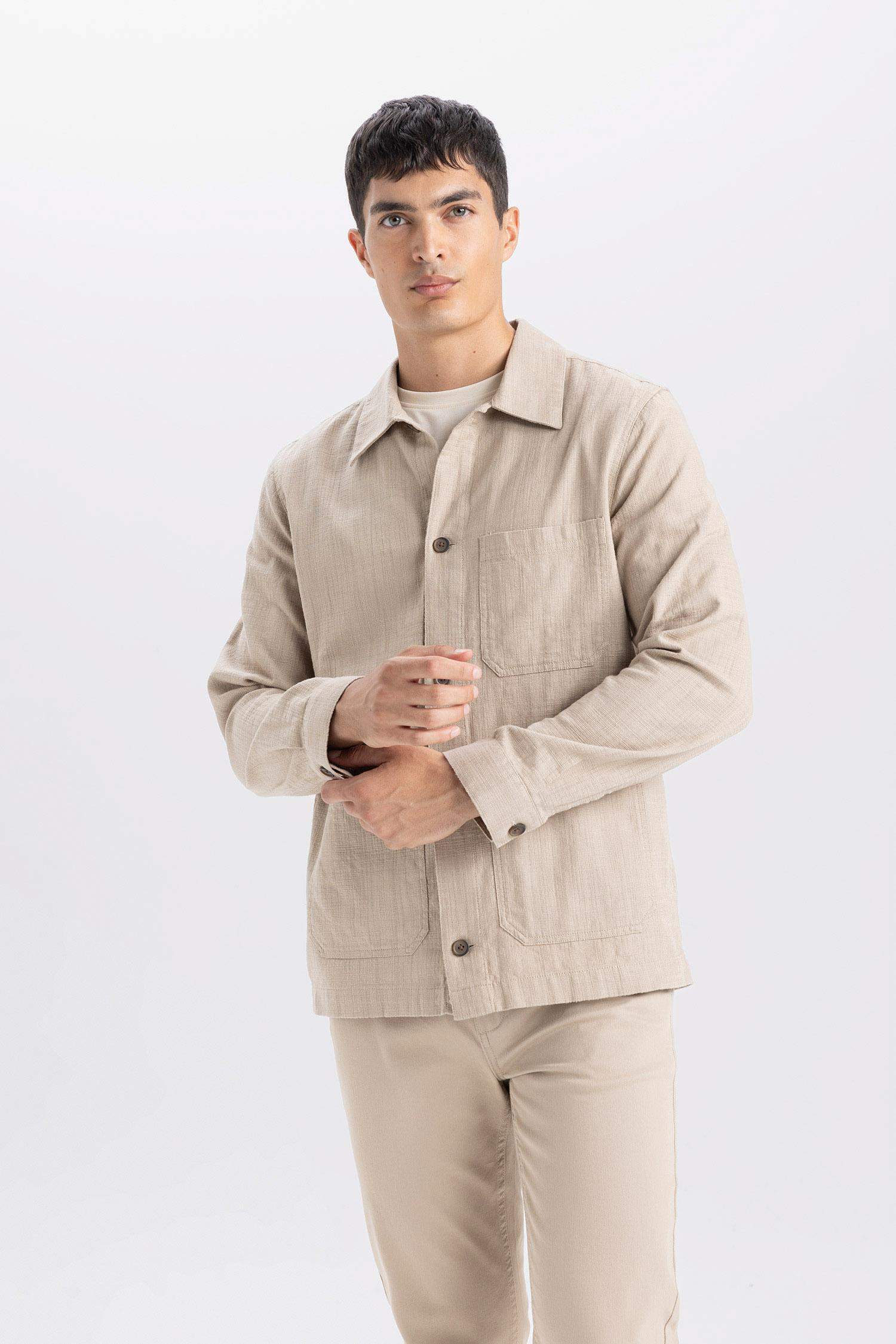 Regular Fit Polo Yaka Pamuklu Cepli Gömlek