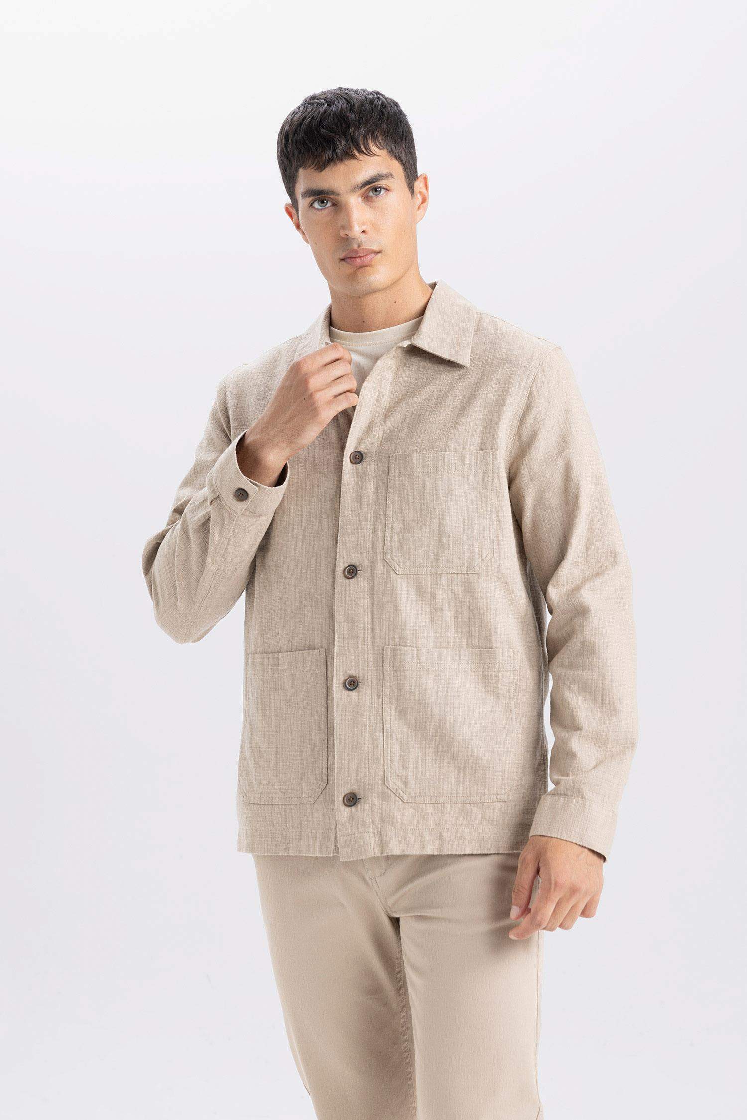 Regular Fit Polo Yaka Pamuklu Cepli Gömlek