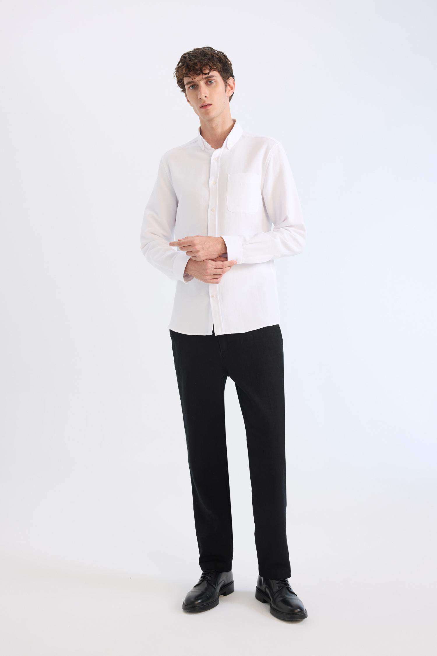 %100 Pamuk Yazlık Jogger Pantolon Regular Fit Normal Kesim Keten Görünümlü Düz Paça Cepli