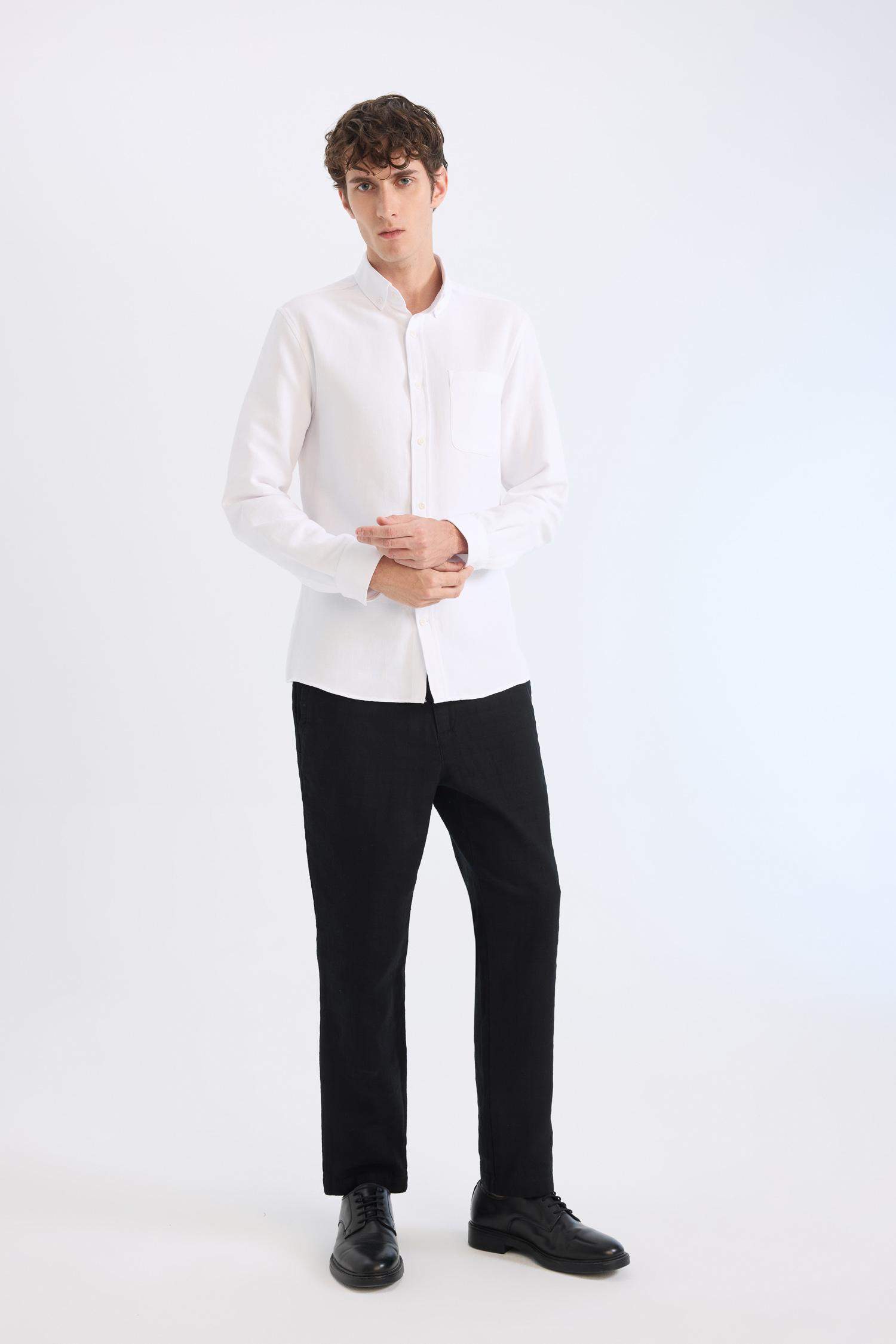 %100 Pamuk Yazlık Jogger Pantolon Regular Fit Normal Kesim Keten Görünümlü Düz Paça Cepli