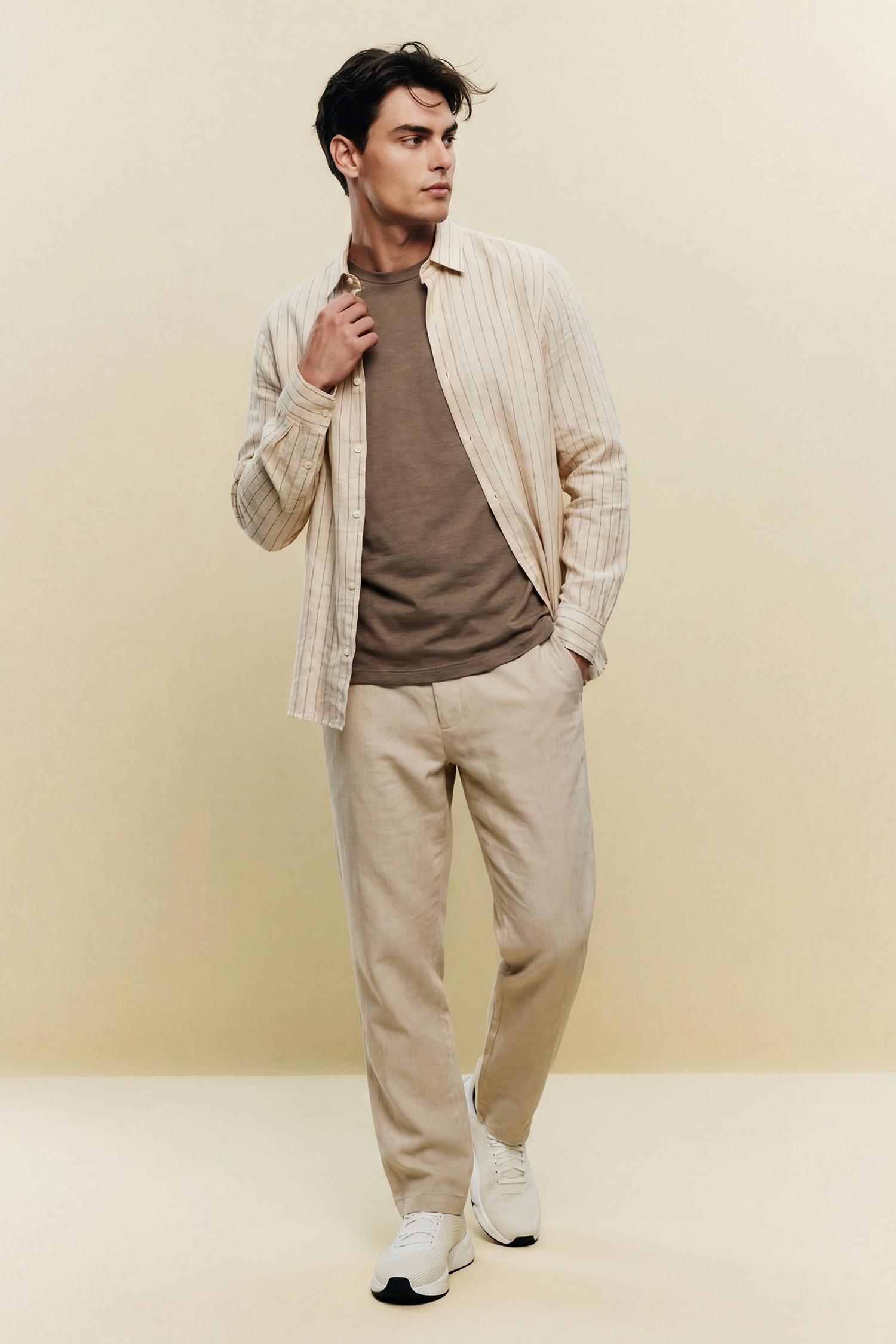 DeFacto %100 Pamuk Regular Fit Keten Görünümlü Jogger Pantolon