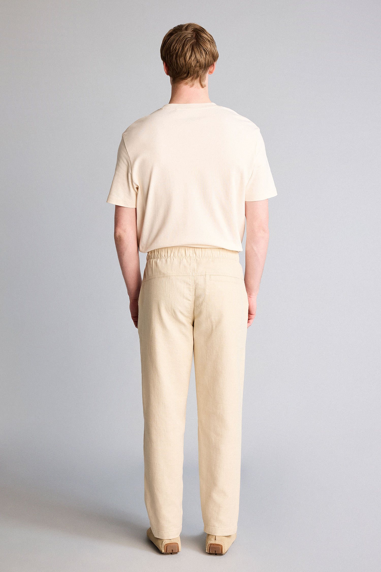 DeFacto %100 Pamuk Regular Fit Keten Görünümlü Jogger Pantolon görsel 4