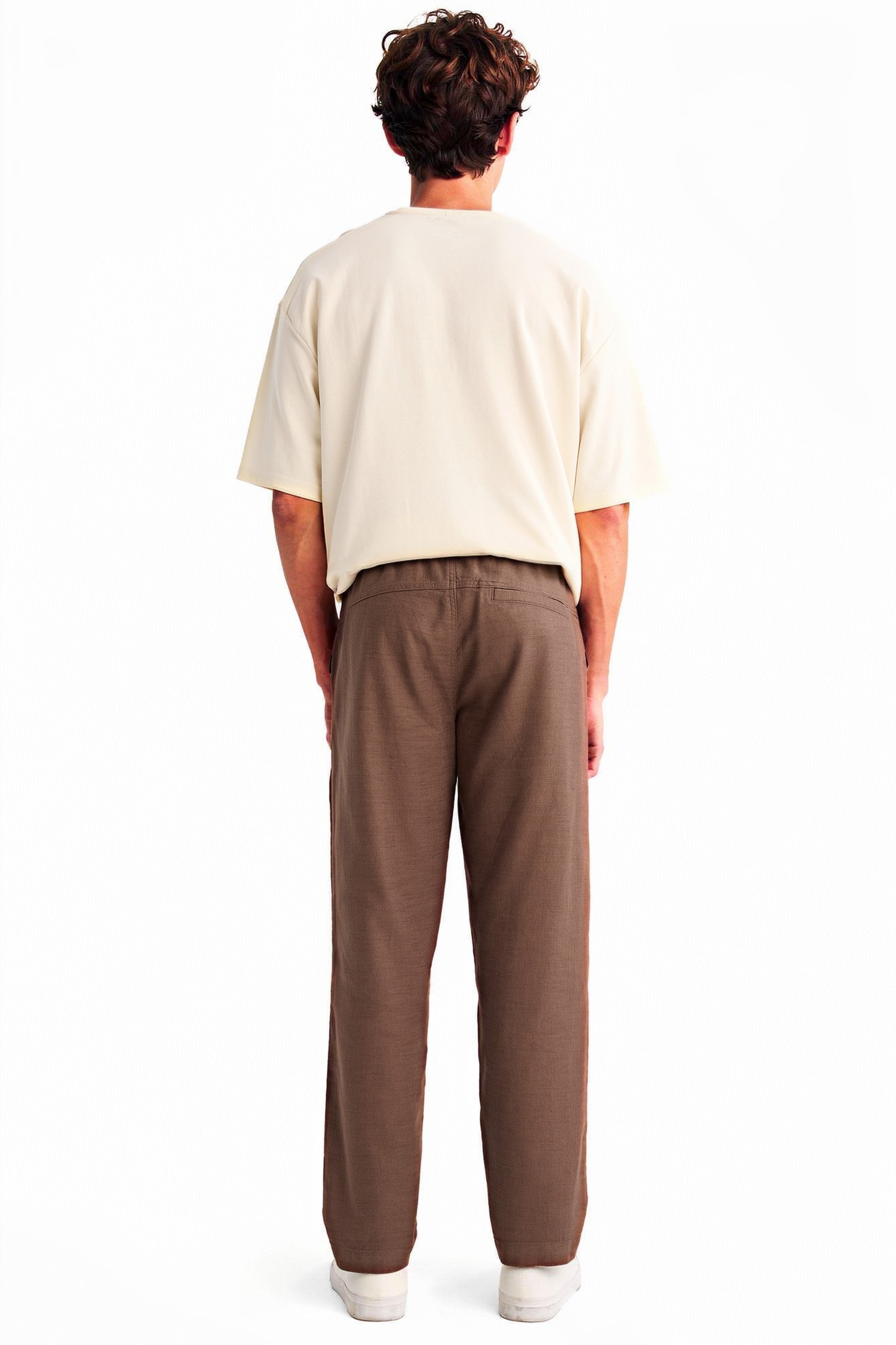 DeFacto %100 Pamuk Regular Fit Keten Görünümlü Jogger Pantolon görsel 4