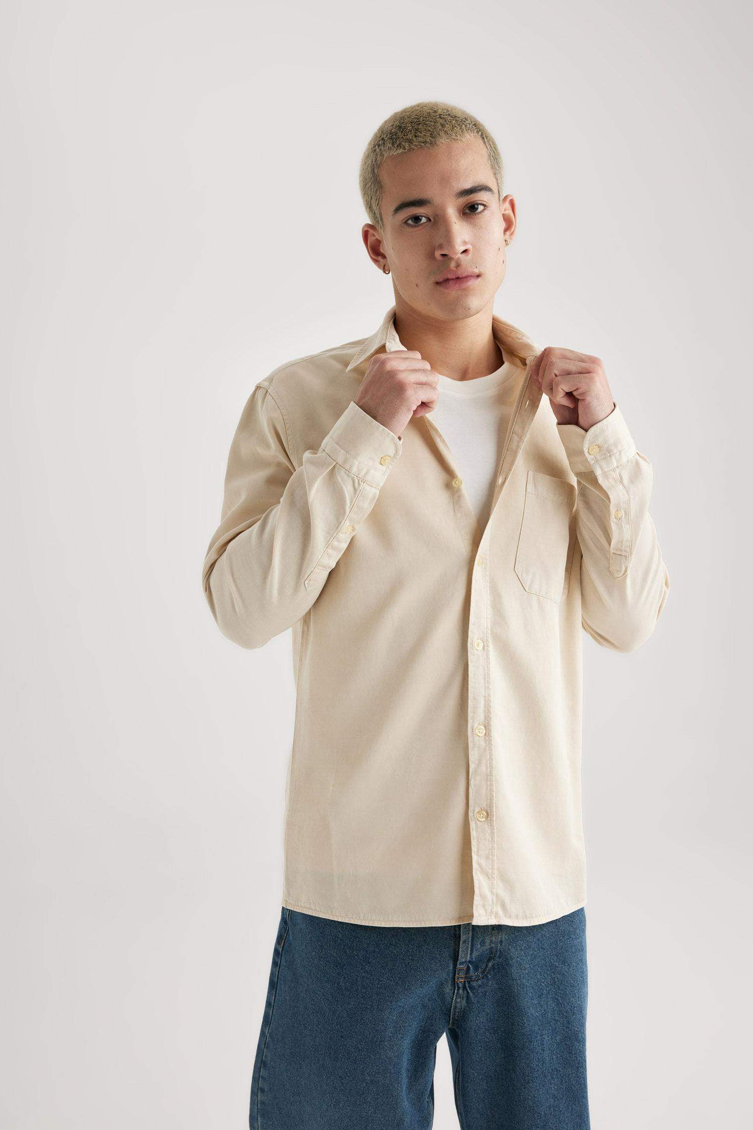 Regular Fit Polo Yaka Pamuklu Uzun Kollu Gömlek