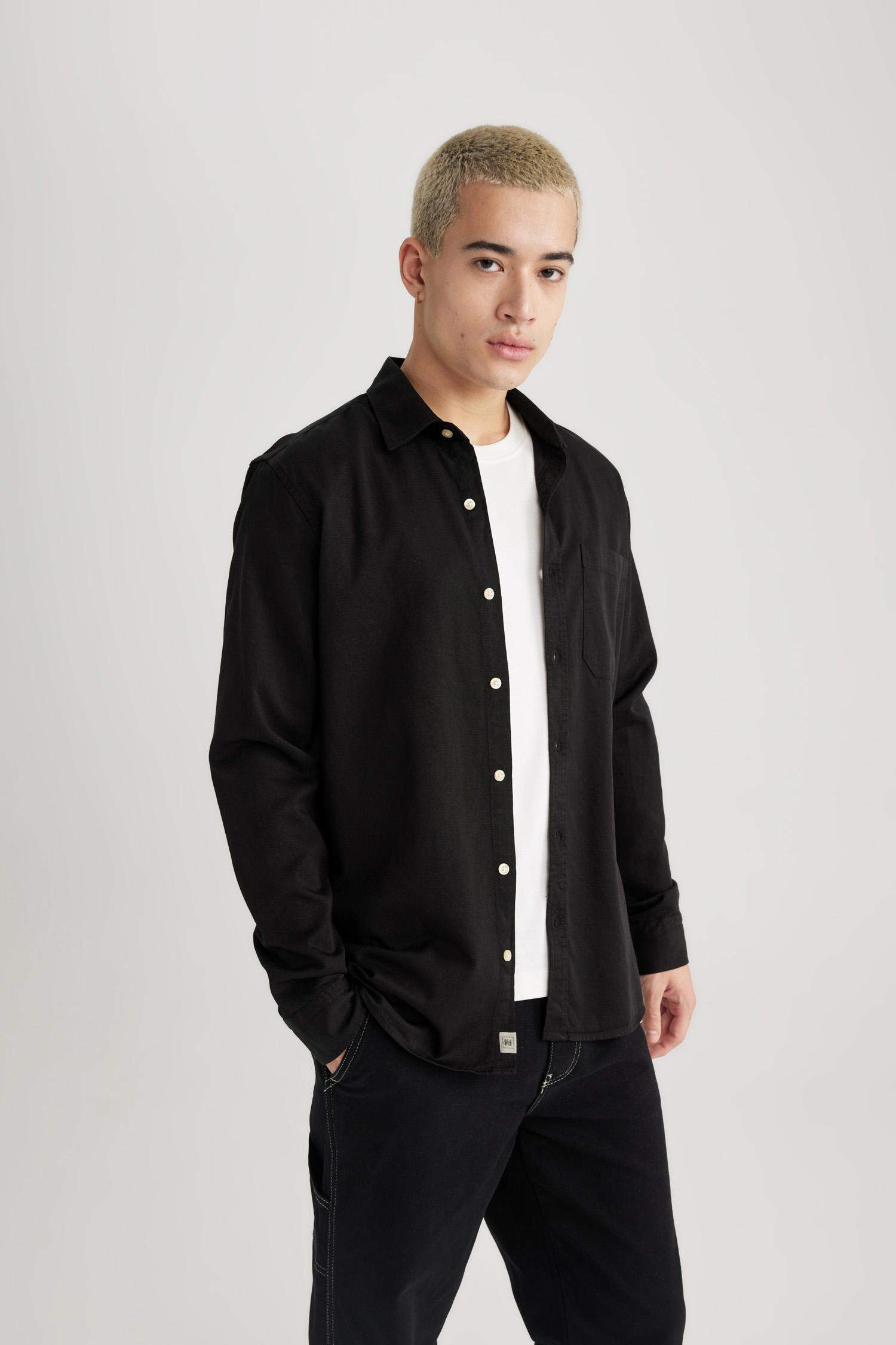 قميص بولو ردن طويل قصة عادية