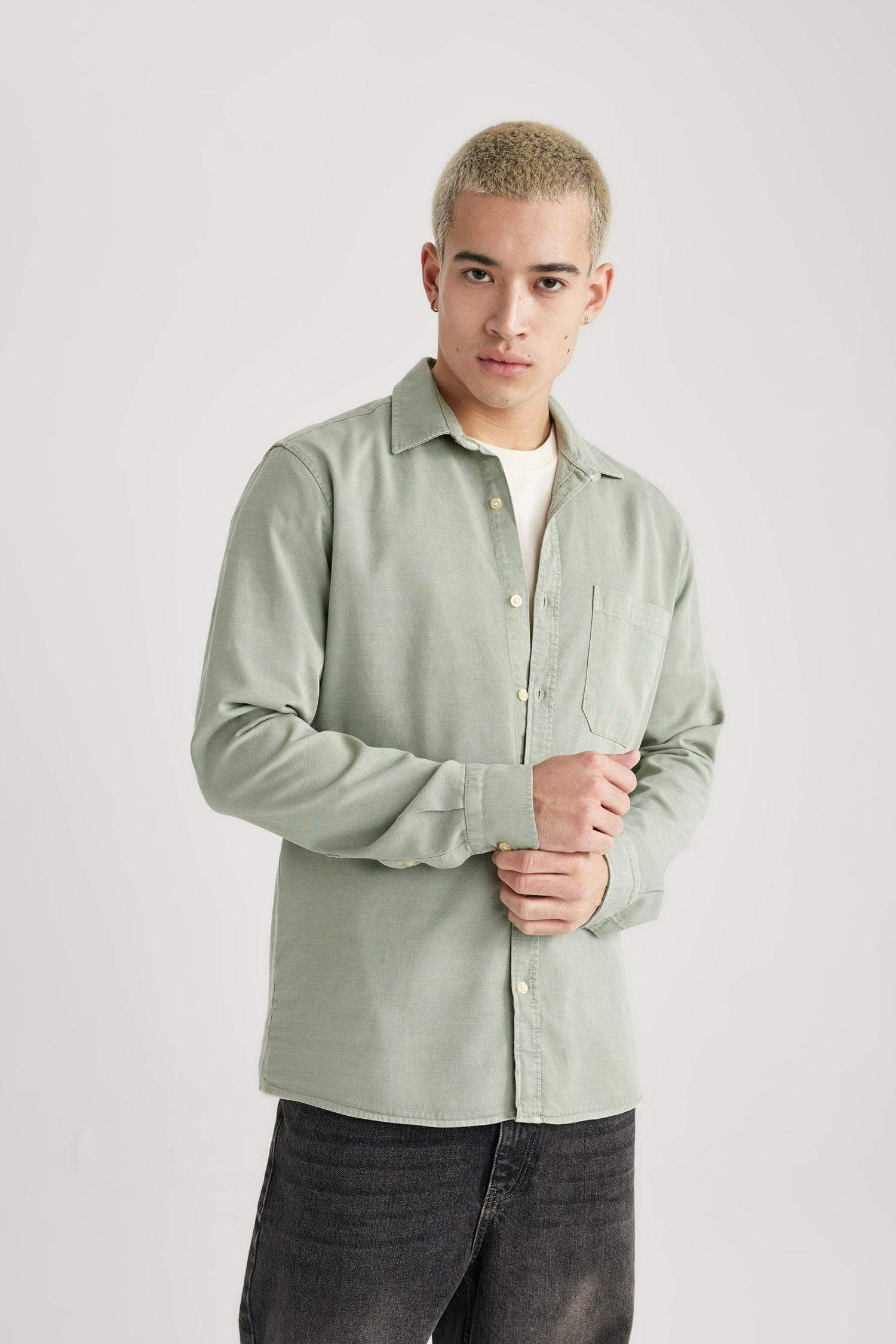 Regular Fit Polo Yaka Pamuklu Uzun Kollu Gömlek