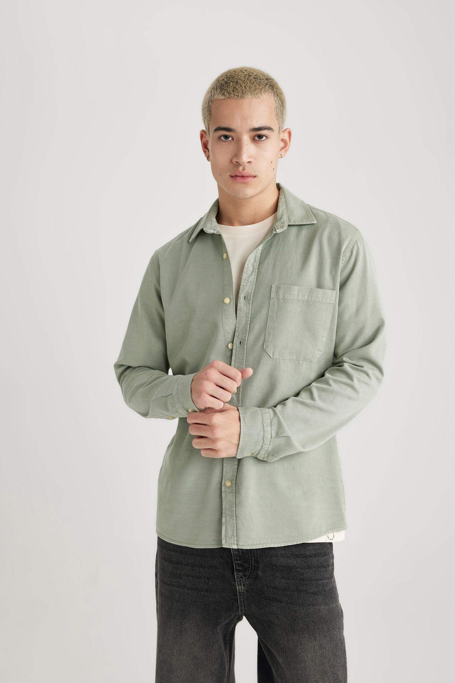 Regular Fit Polo Yaka Pamuklu Uzun Kollu Gömlek