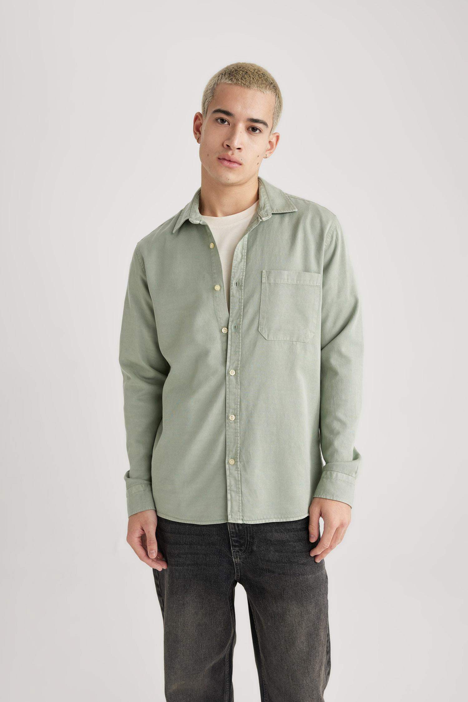 Regular Fit Polo Yaka Pamuklu Uzun Kollu Gömlek