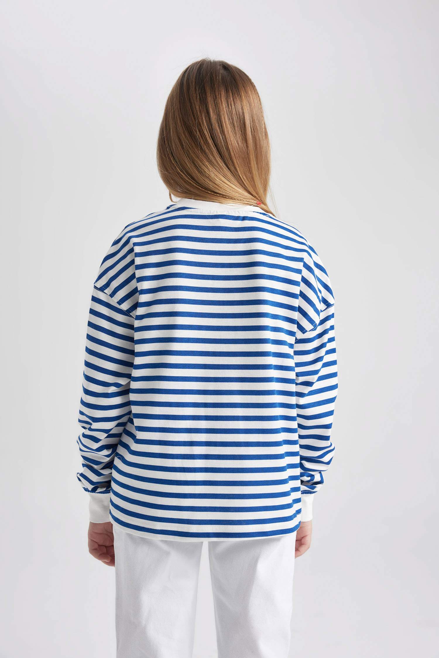 Girl Crew Neck Striped Cotton Long Sleeve T-Shirt