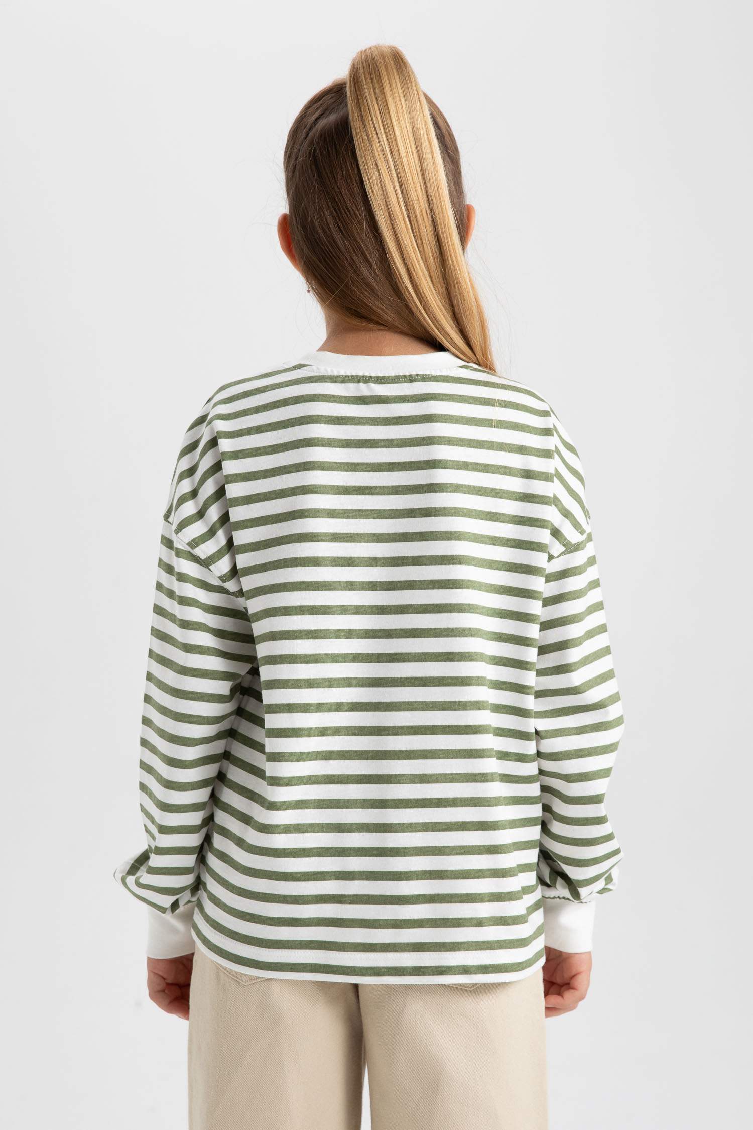 Girl Crew Neck Striped Cotton T-Shirt