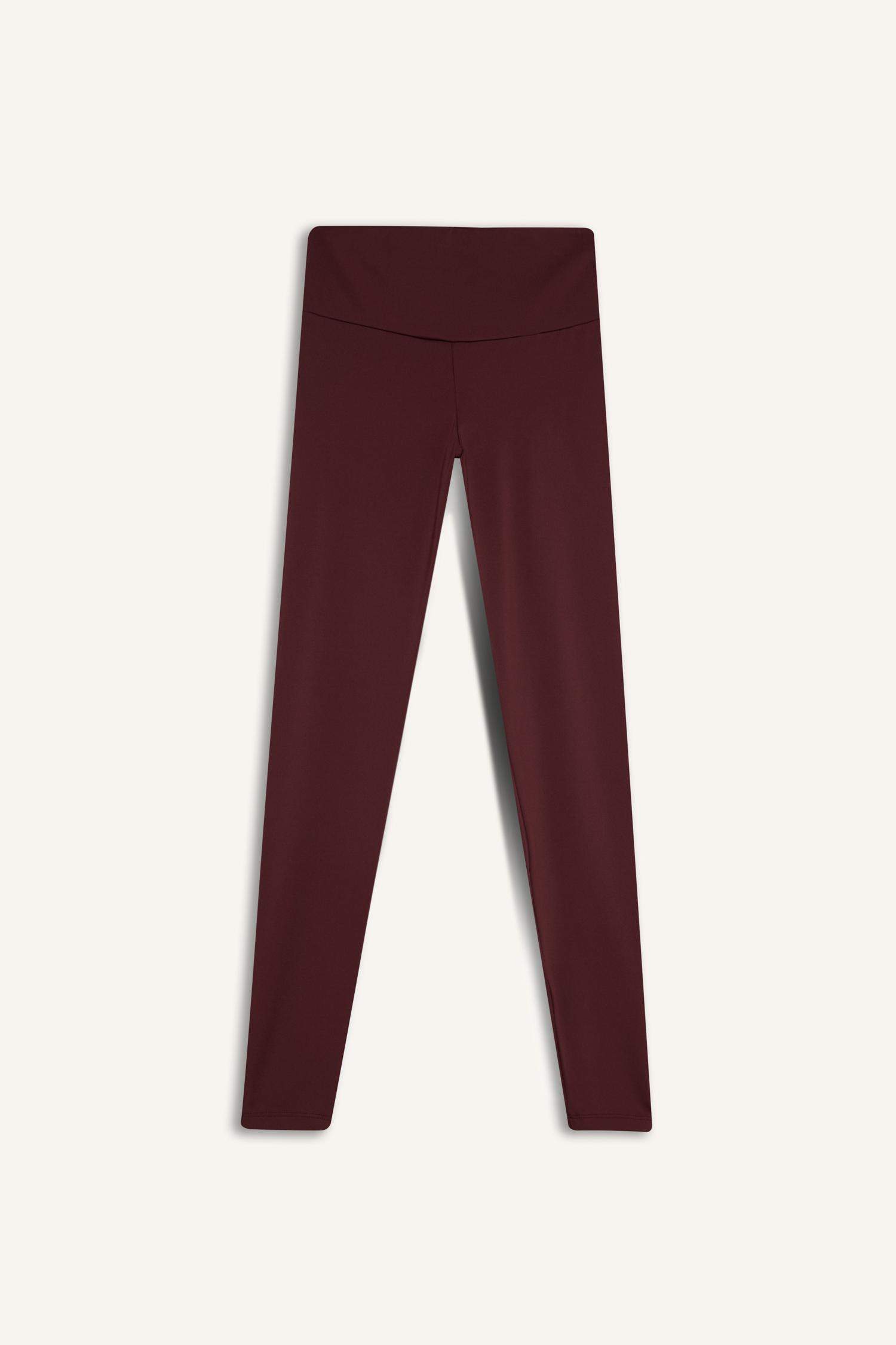 Yüksek Bel Beli Saran Esnek Basic Düz Sporcu Tayt