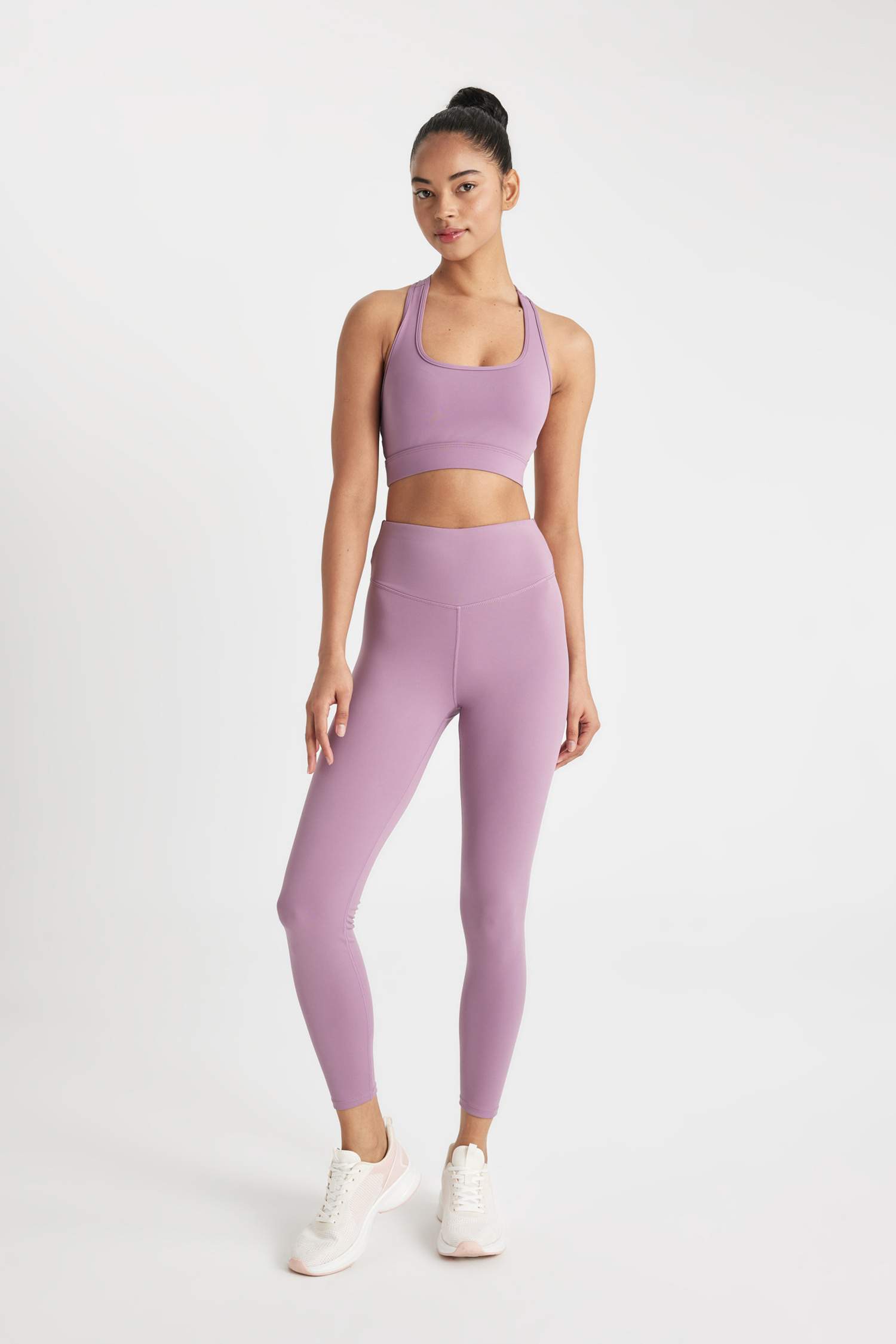 Yüksek Bel Beli Saran Esnek Basic Düz Sporcu Tayt