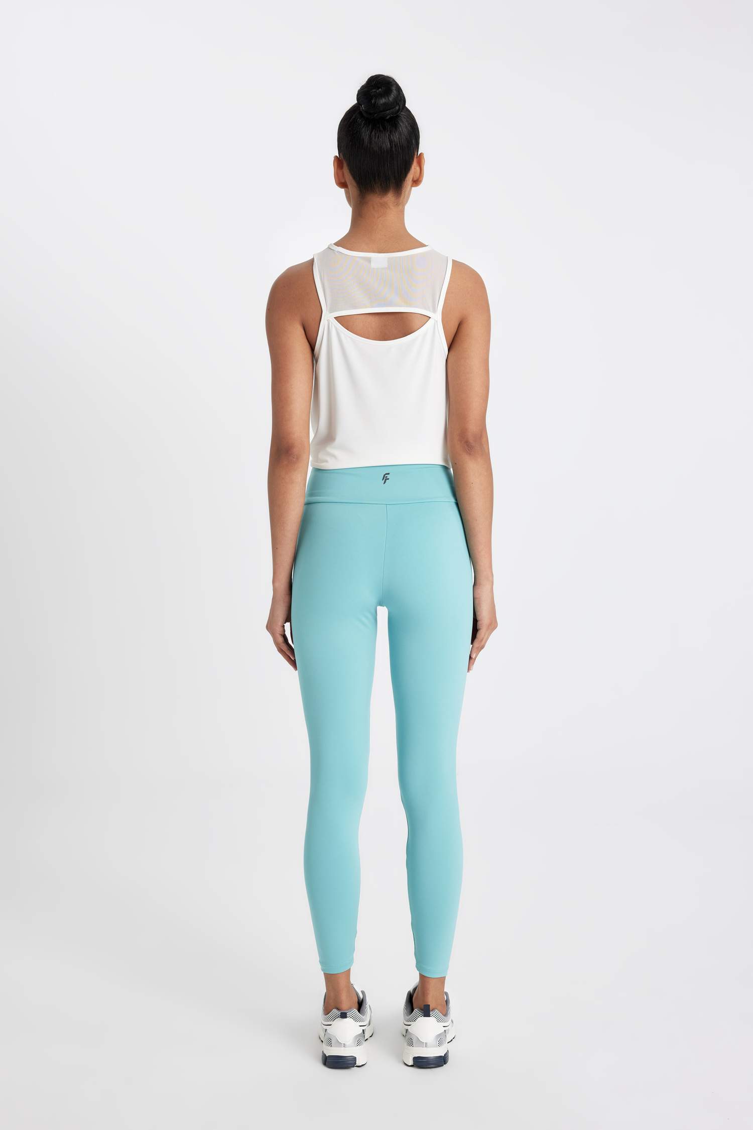 Yüksek Bel Beli Saran Esnek Basic Düz Sporcu Tayt