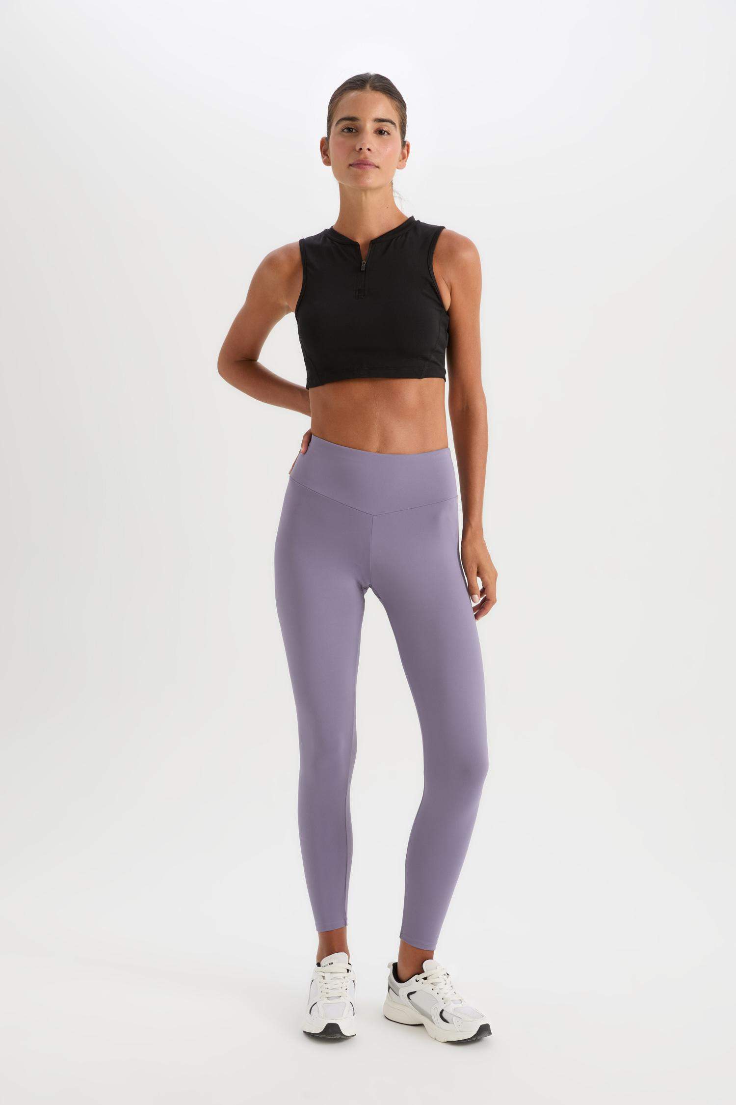 Toparlayıcı Yüksek Bel Esnek Kumaş Basic Sporcu Tayt