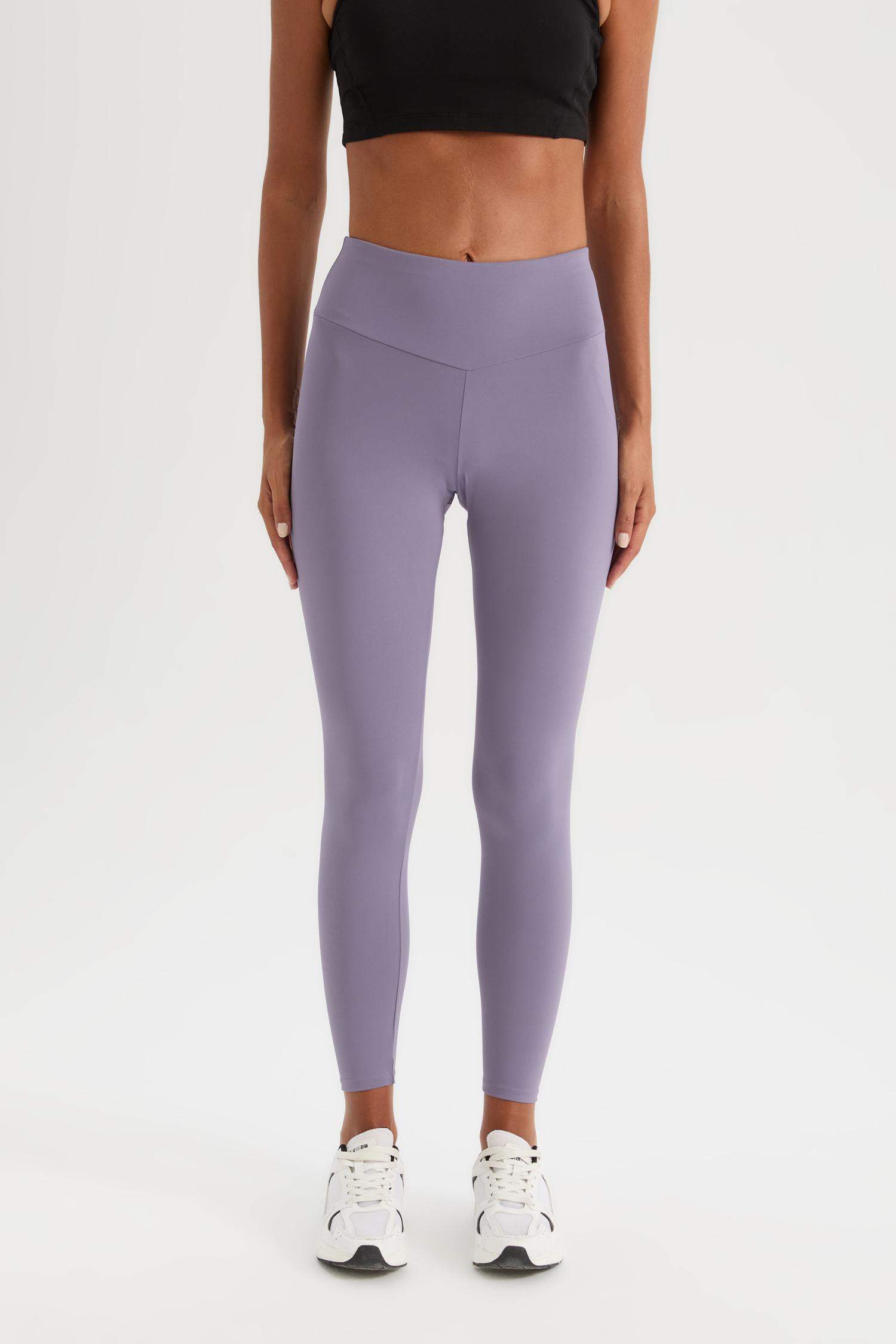 Toparlayıcı Yüksek Bel Esnek Kumaş Basic Sporcu Tayt