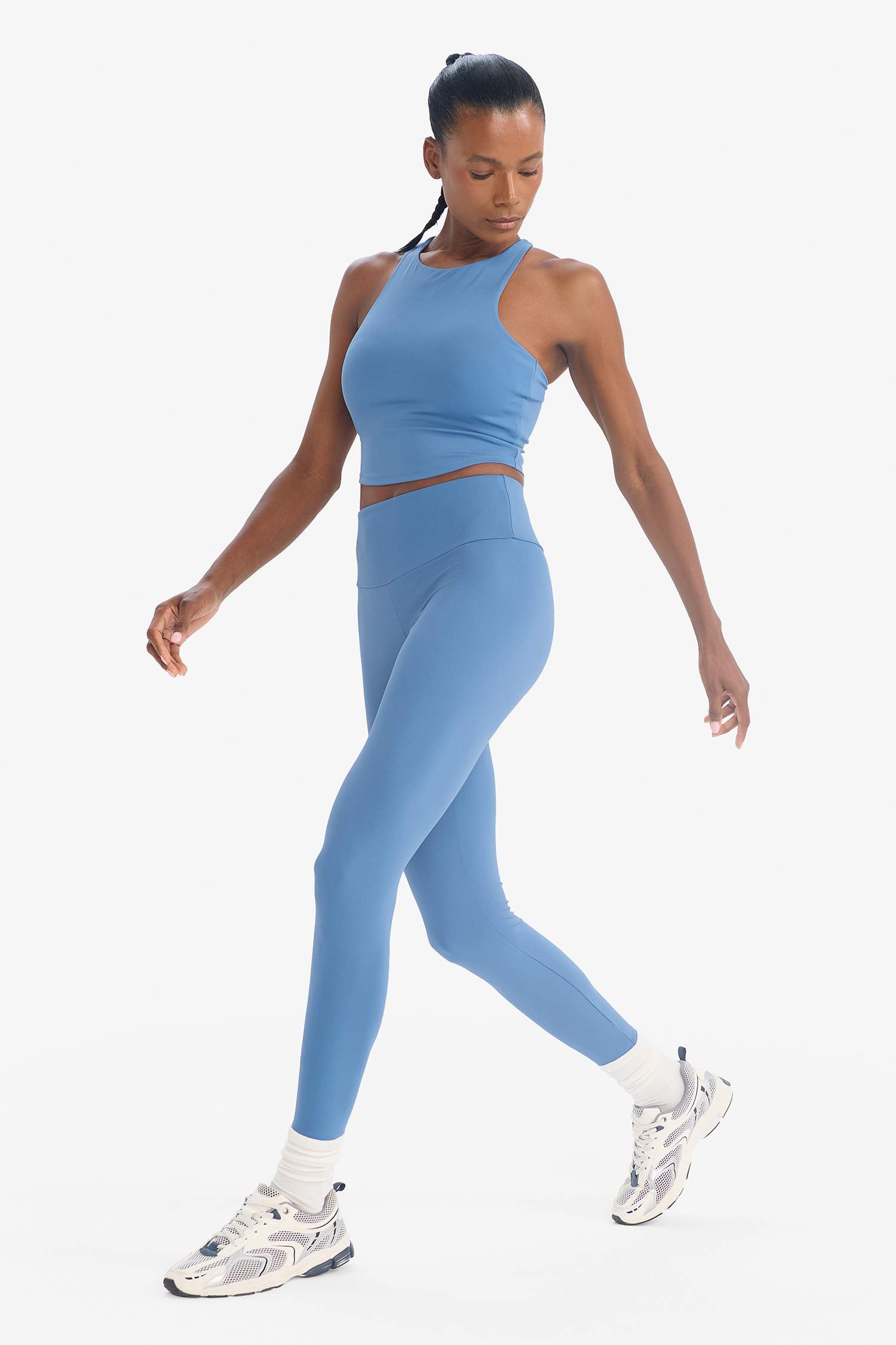 سروال ضيق طول الكوع بخصر عالي