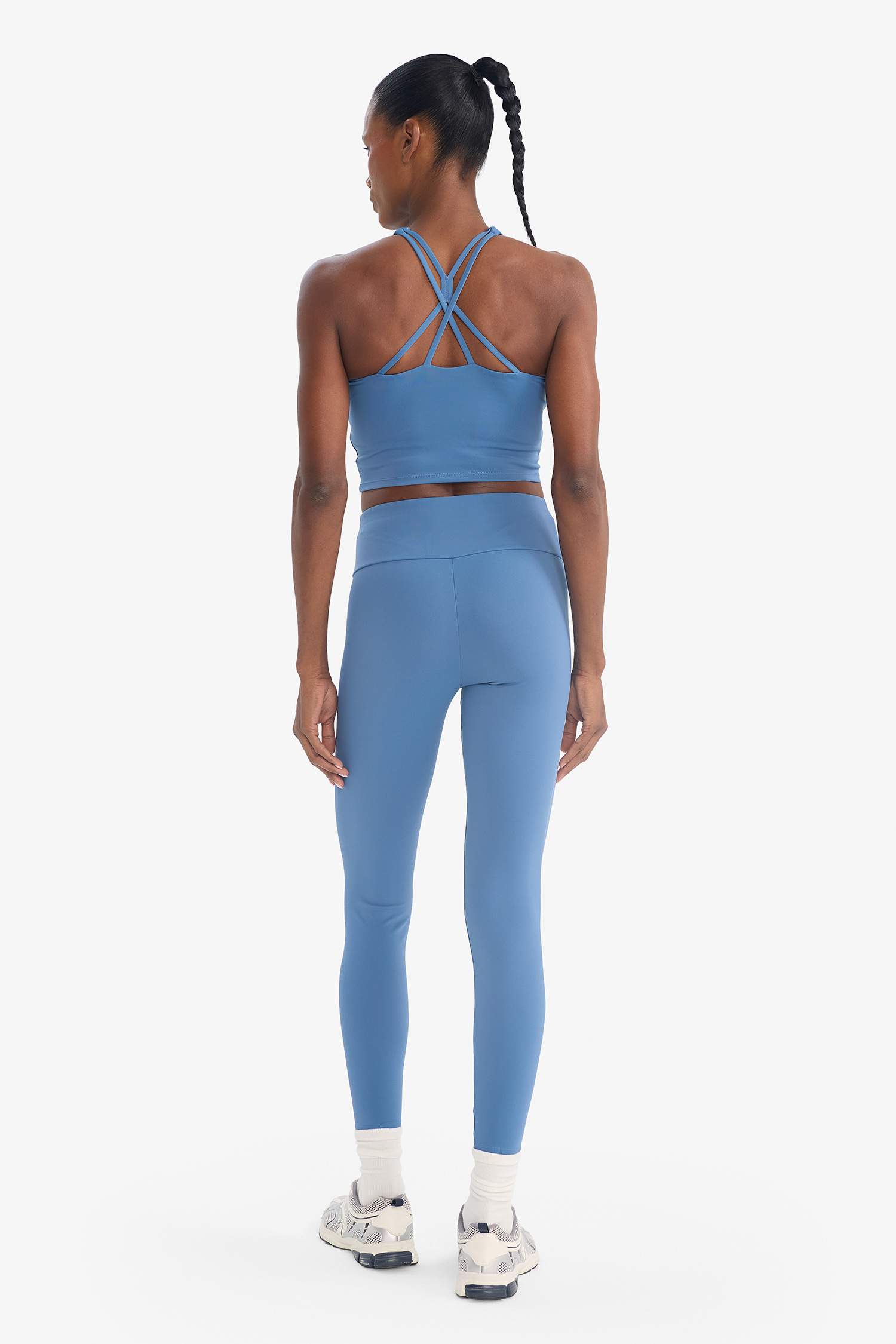 سروال ضيق طول الكوع بخصر عالي