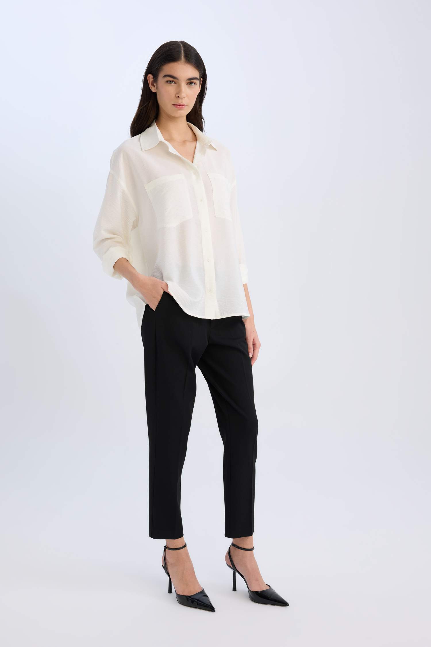 Оверсайз, сводная рубашка с длинными рукавами