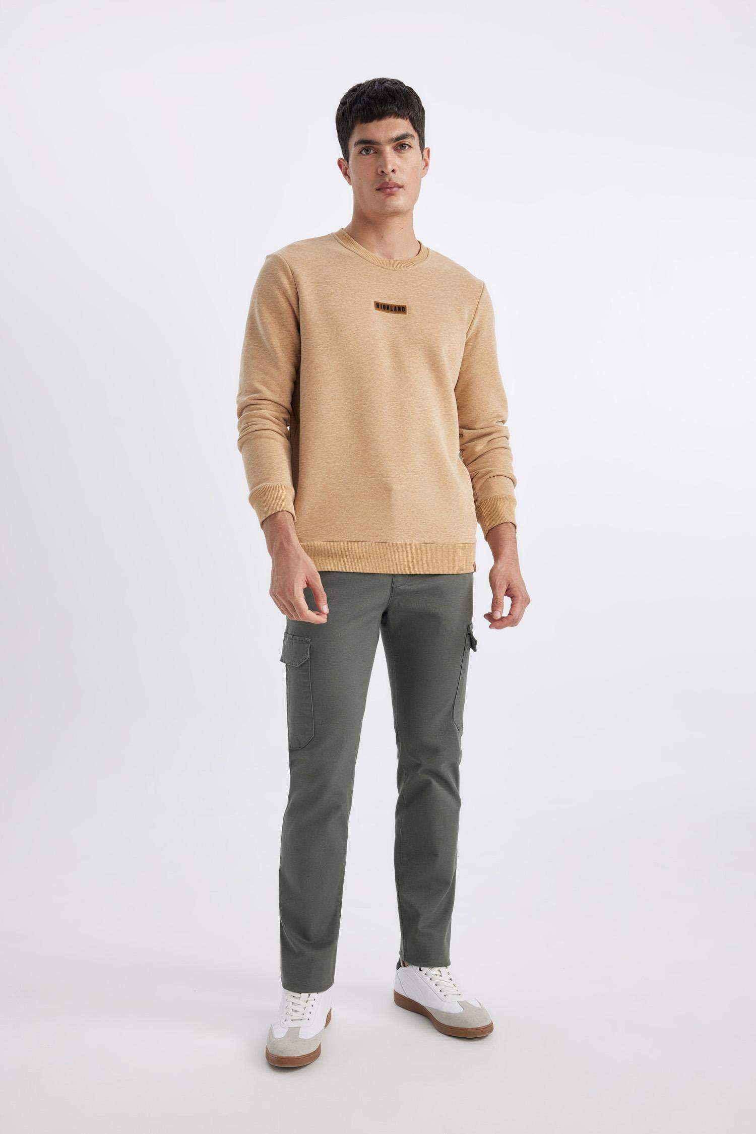 Regular Fit Bisiklet Yaka Baskılı Sweatshirt