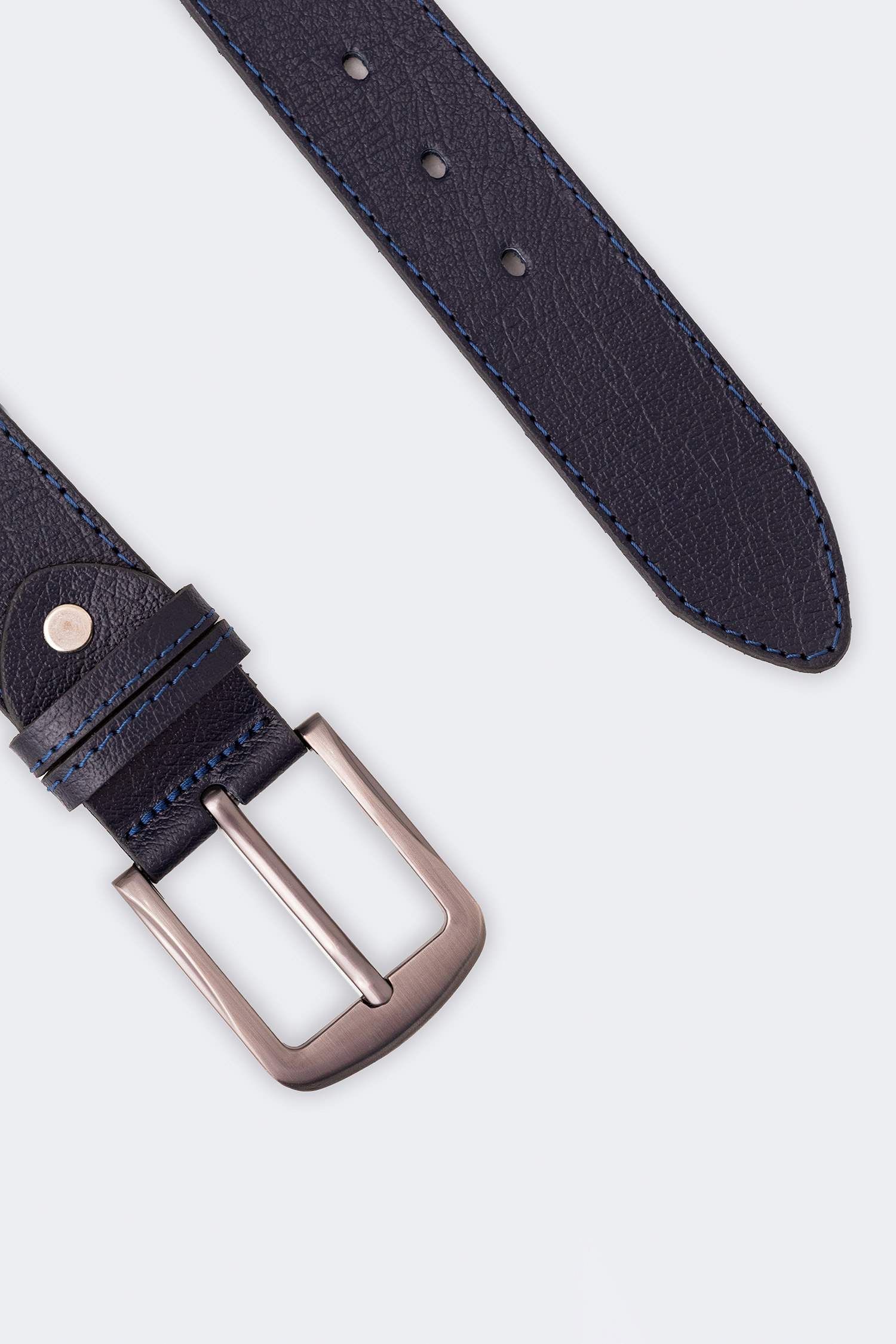 Man Rectangle Clasp Leather Jean Belt