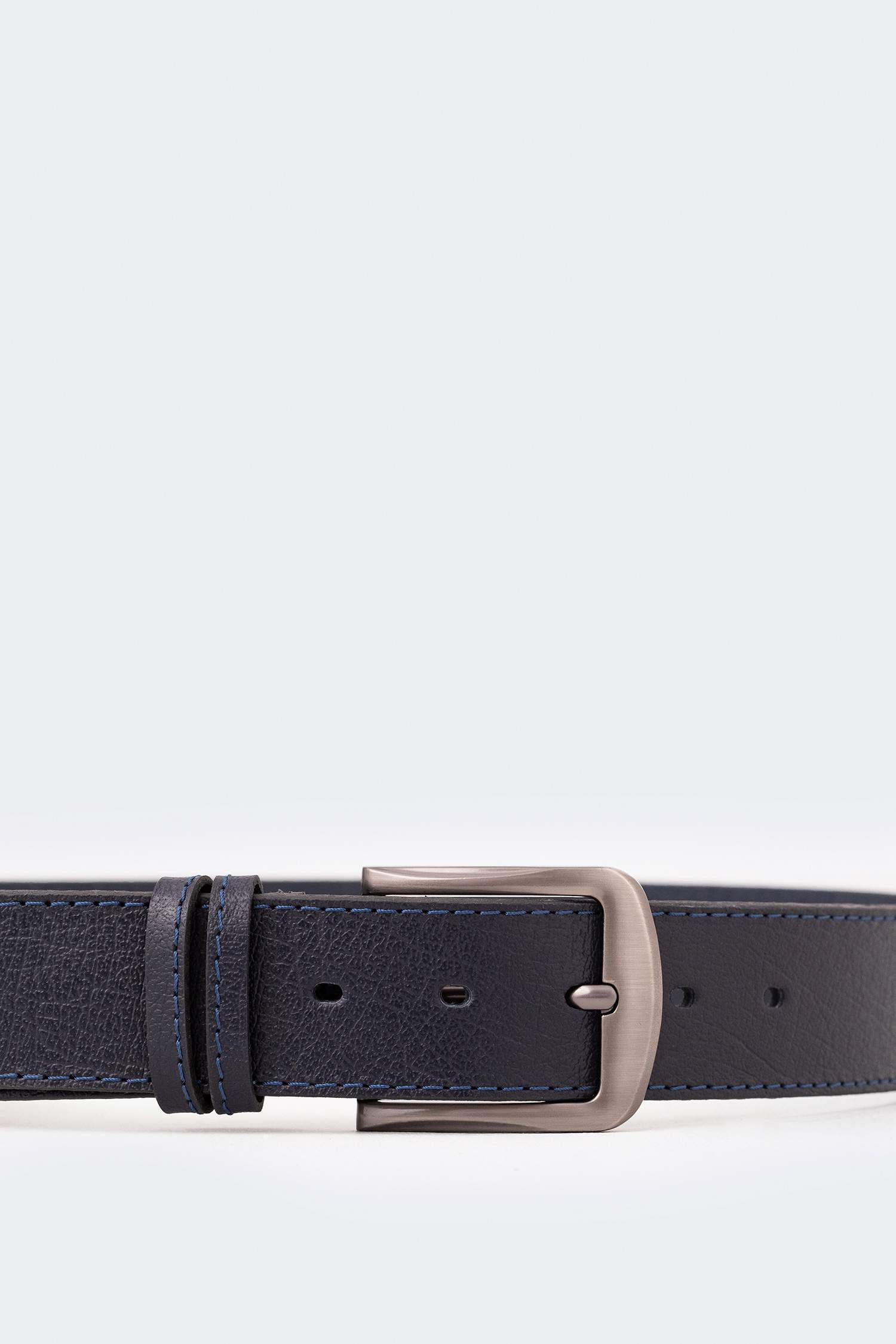 Man Rectangle Clasp Leather Jean Belt