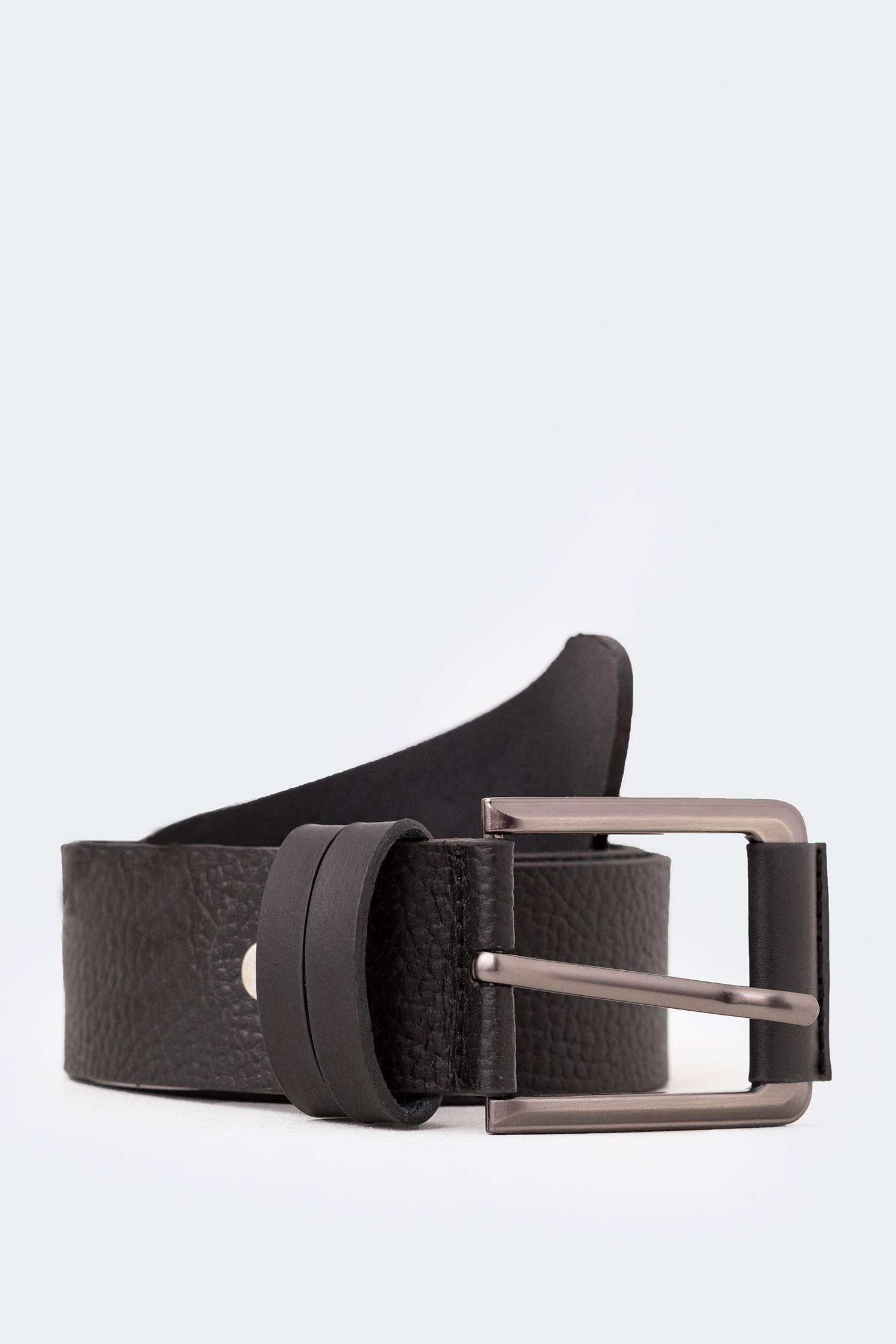 Man Rectangle Clasp Leather Jean Belt