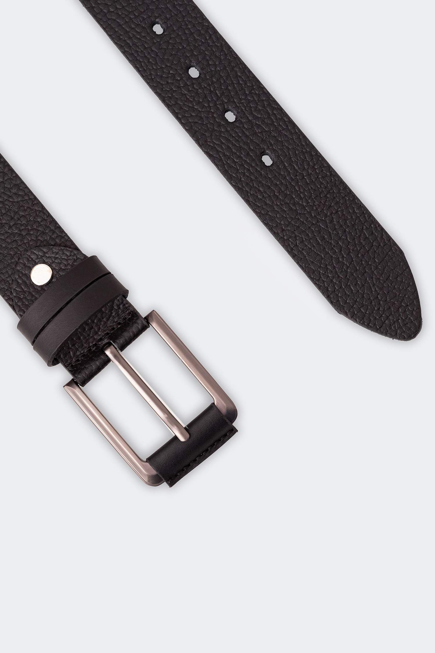 Man Rectangle Clasp Leather Jean Belt