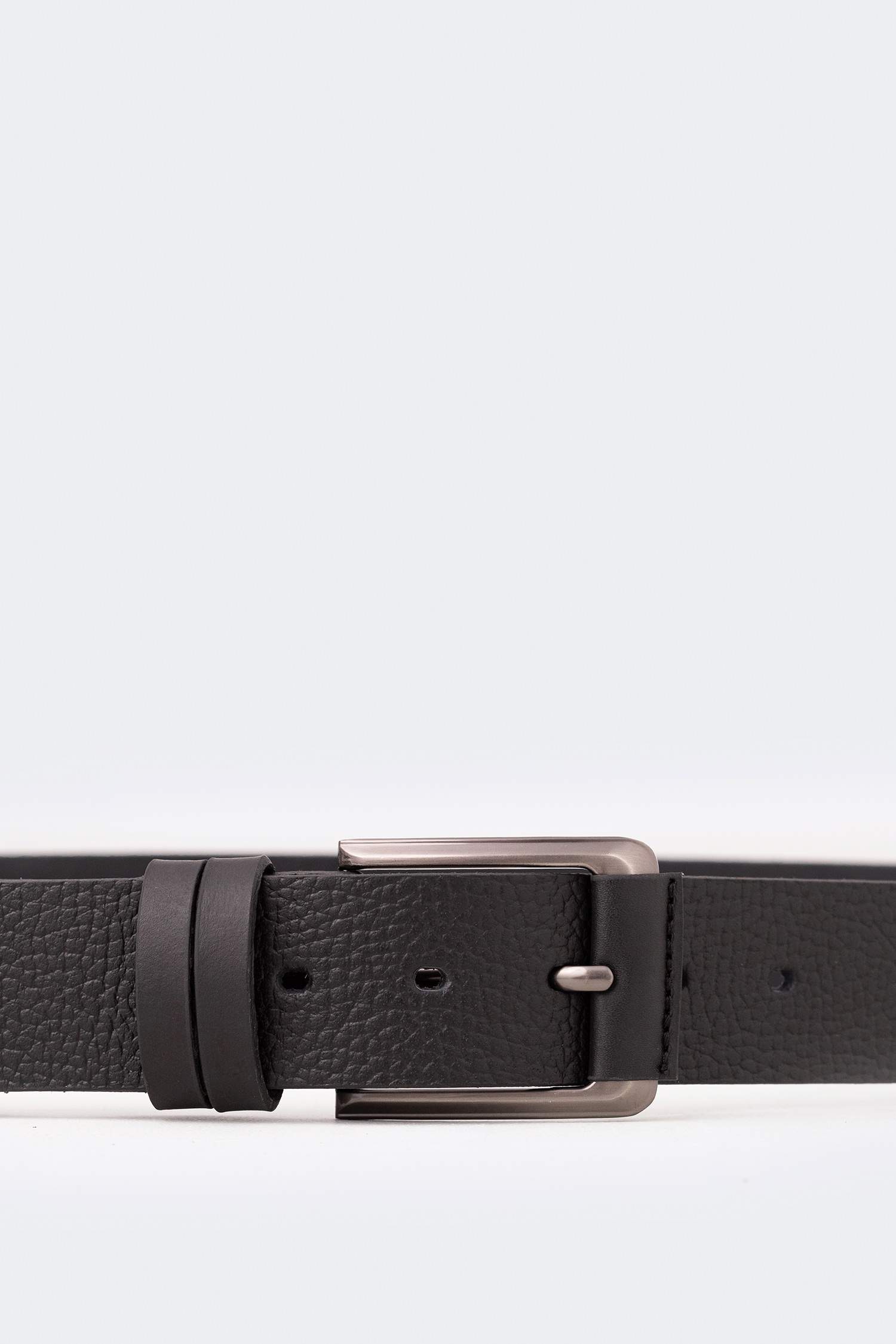 Man Rectangle Clasp Leather Jean Belt