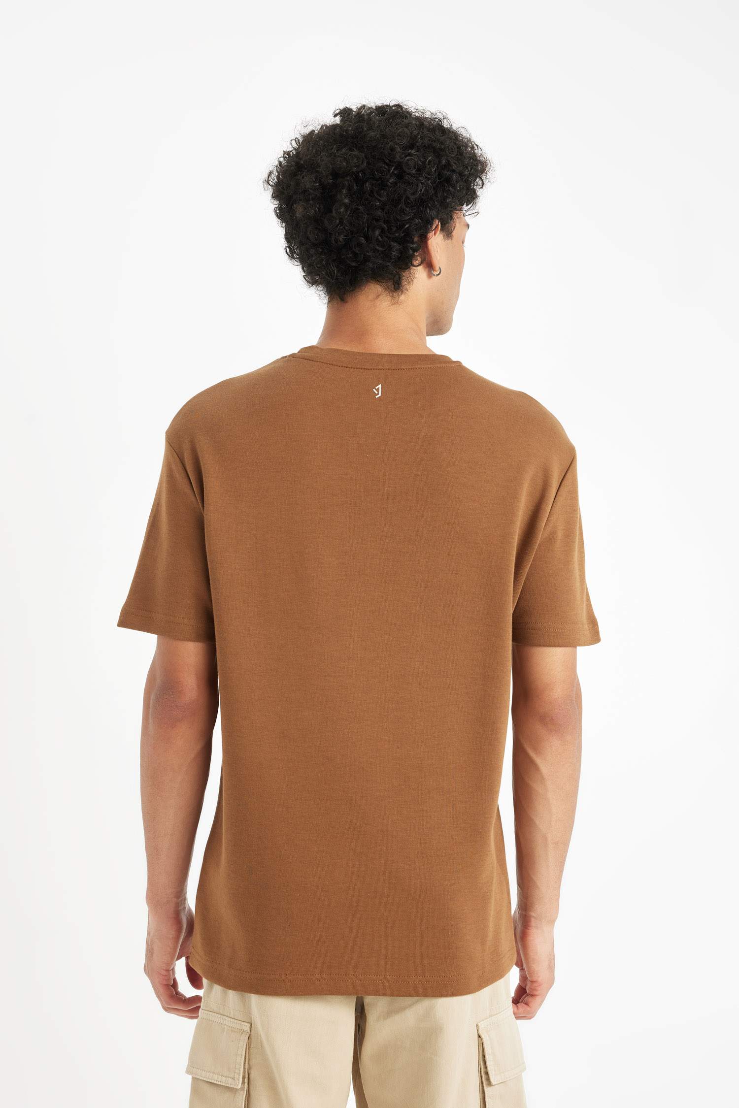 Regular Fit Bisiklet Yaka Baskılı Ağır Kumaş Pamuklu Kısa Kollu Tişört