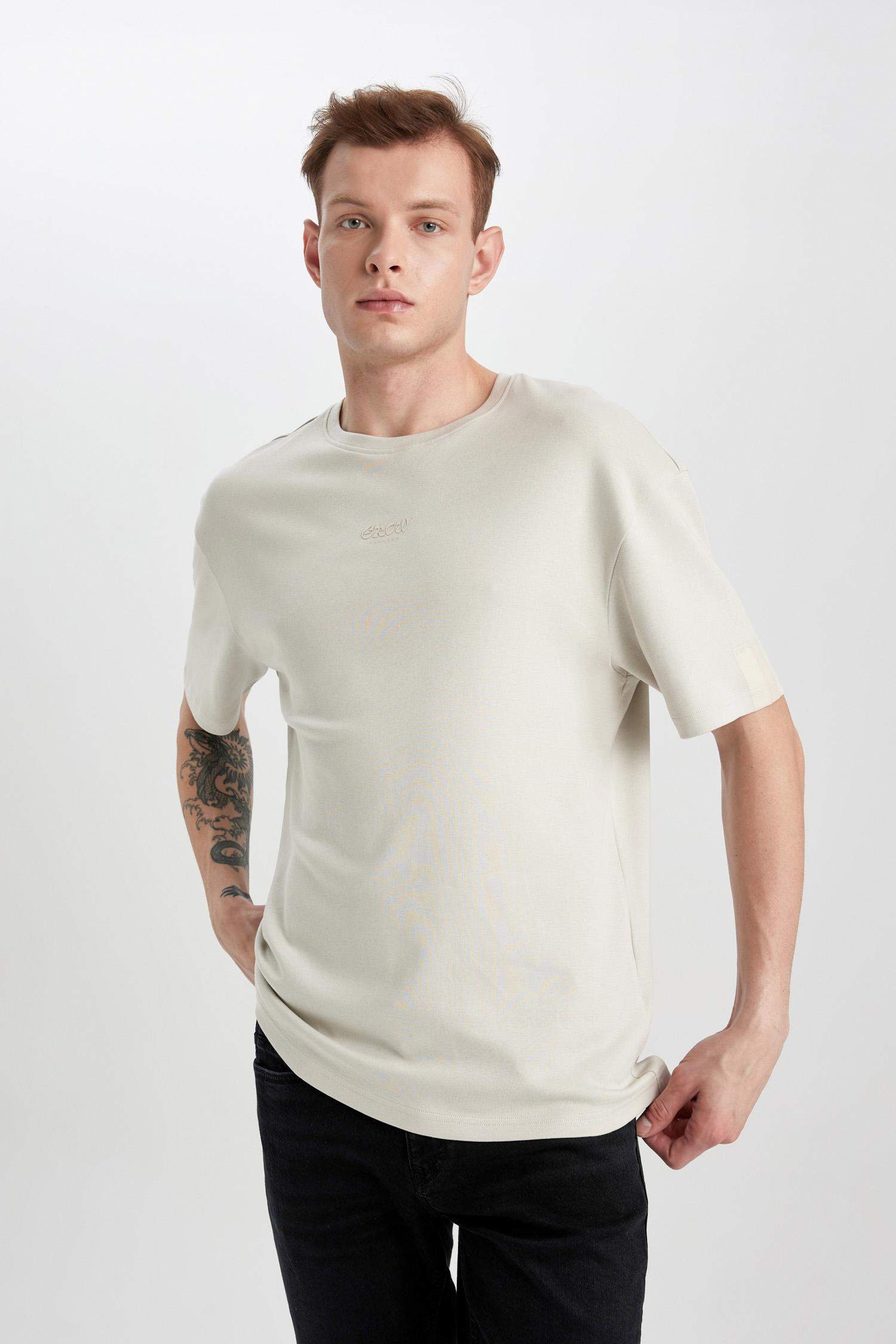 Comfort Regular Fit Crew Neck Printed Heavy Fabric T-Shirt