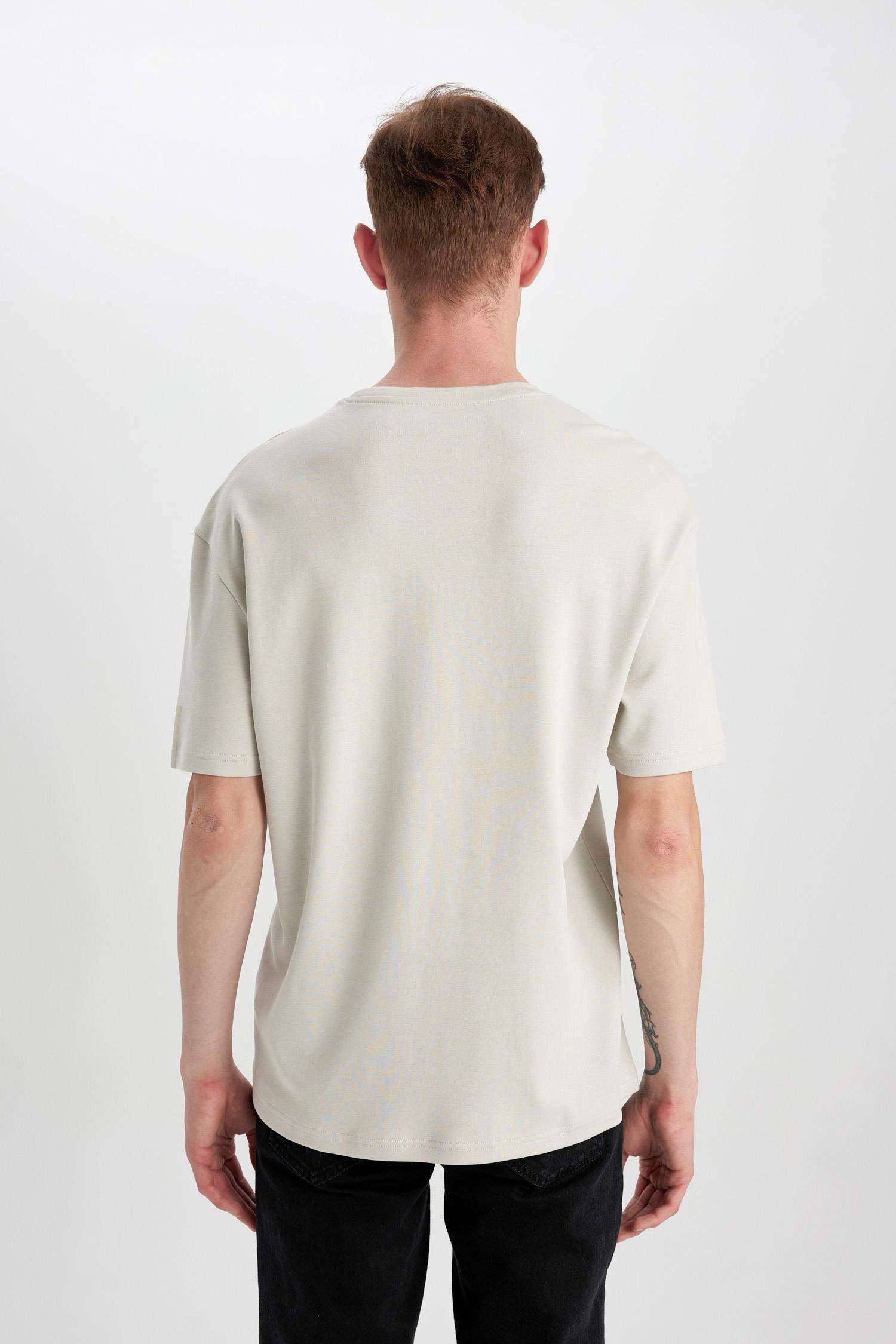 Comfort Regular Fit Crew Neck Printed Heavy Fabric T-Shirt