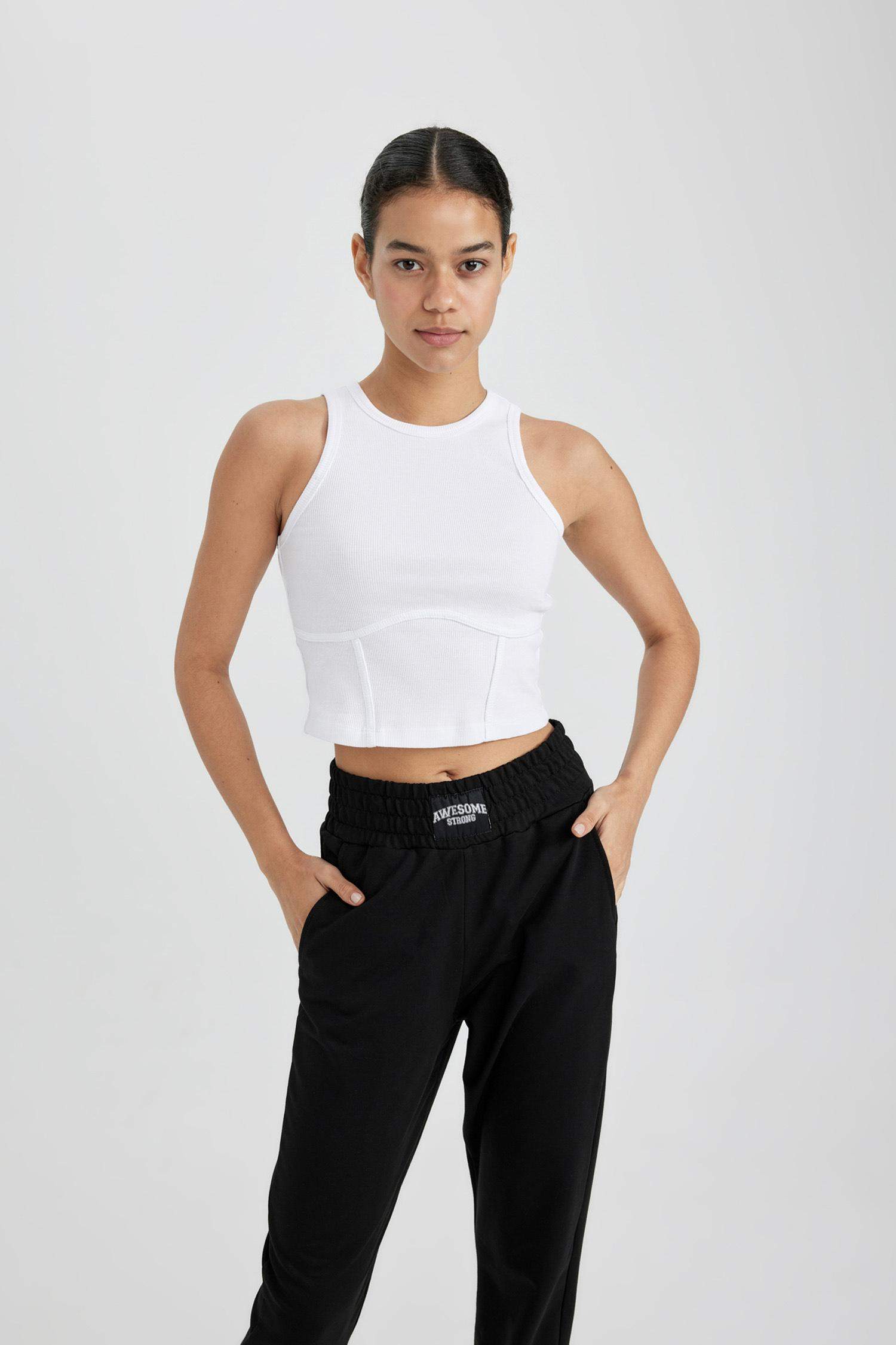 Crop top De Sport Slim à Col Rond De Defactofit