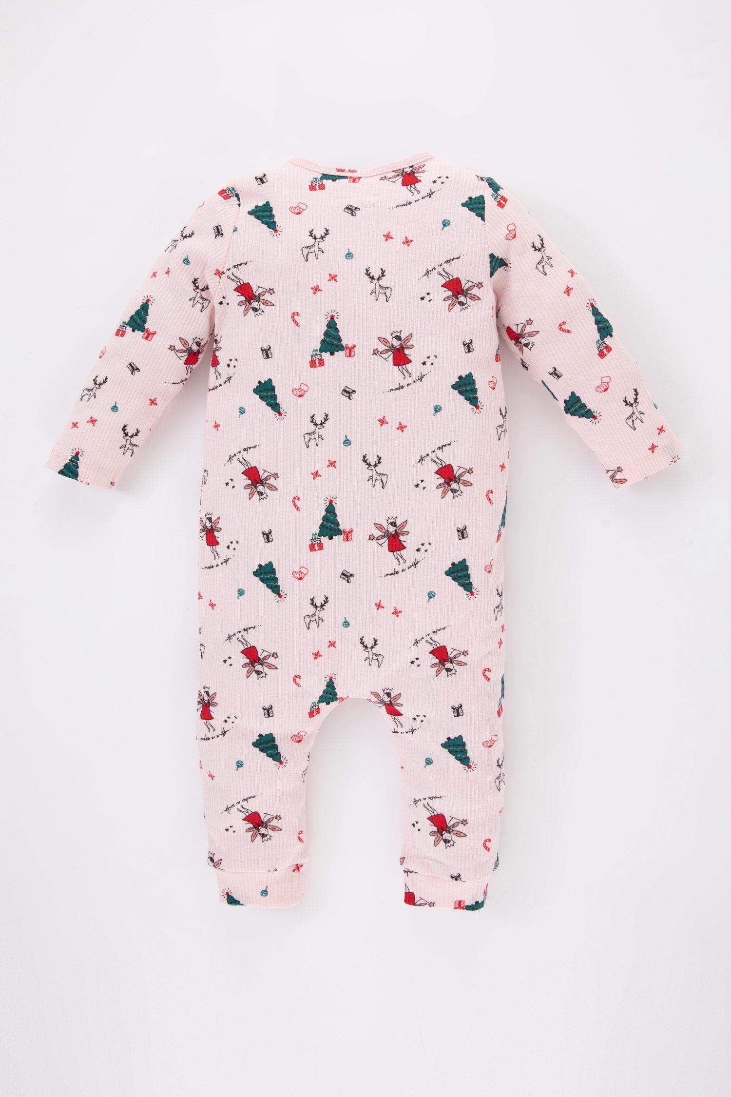 أوفر بناتي حديثي الولادة مضلع بطبعة كريسمس